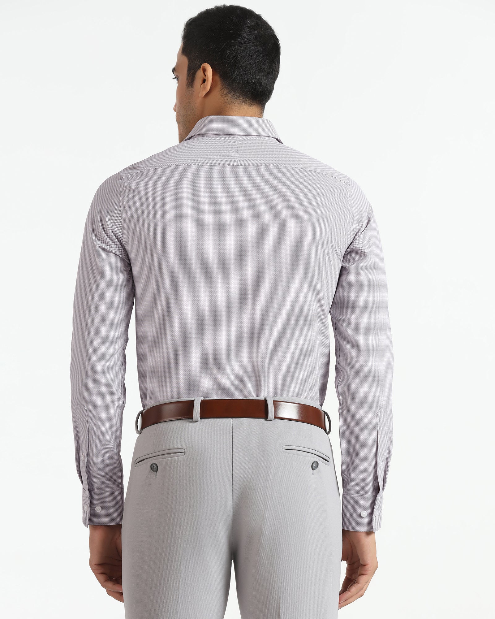 Non Iron Formal Purple Textured Shirt - Ivis