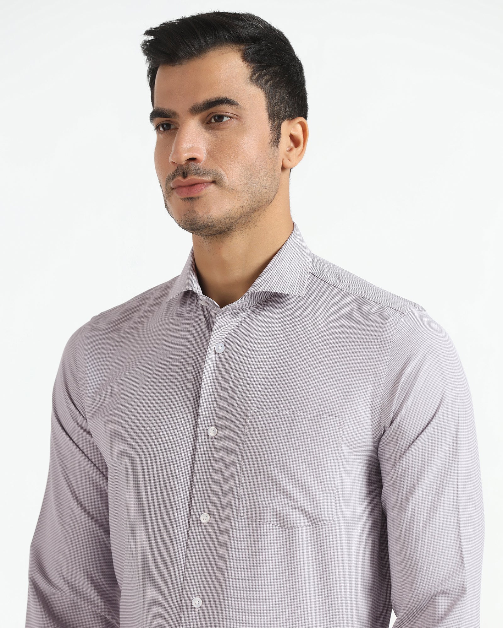 Non Iron Formal Purple Textured Shirt - Ivis