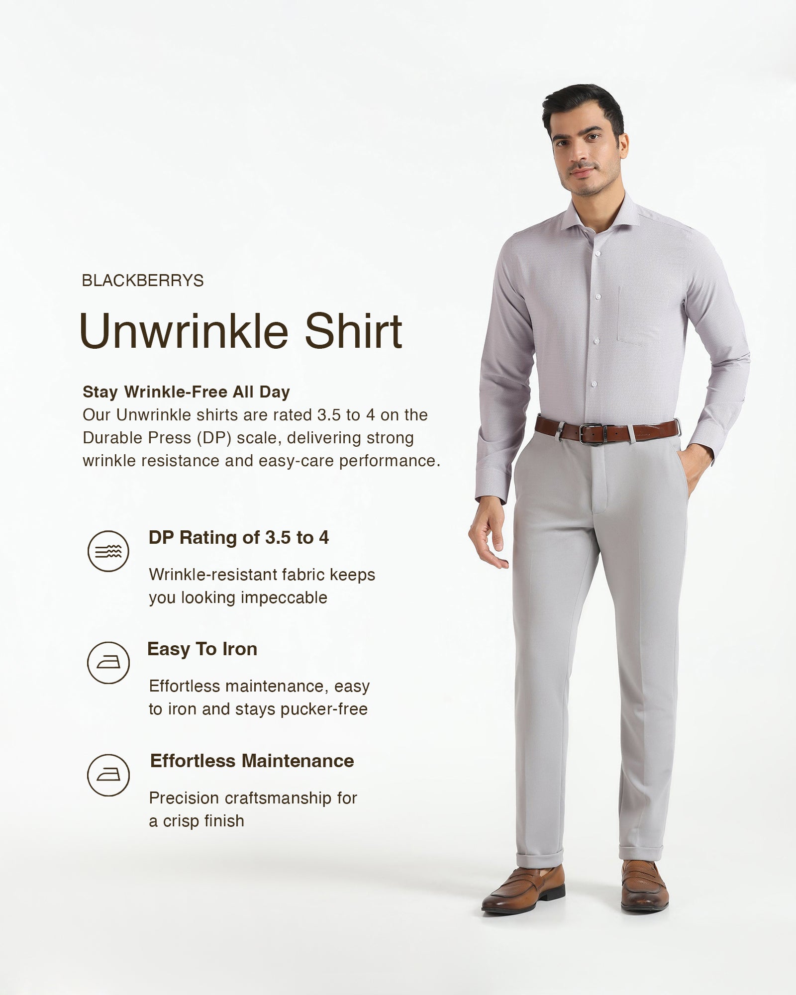 Non Iron Formal Purple Textured Shirt - Ivis