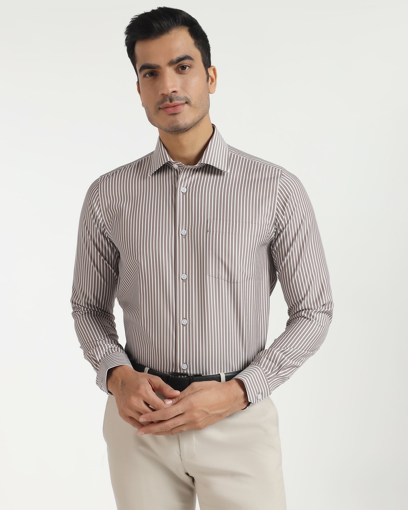 Non Iron Formal Stone Stripe Shirt - Intex