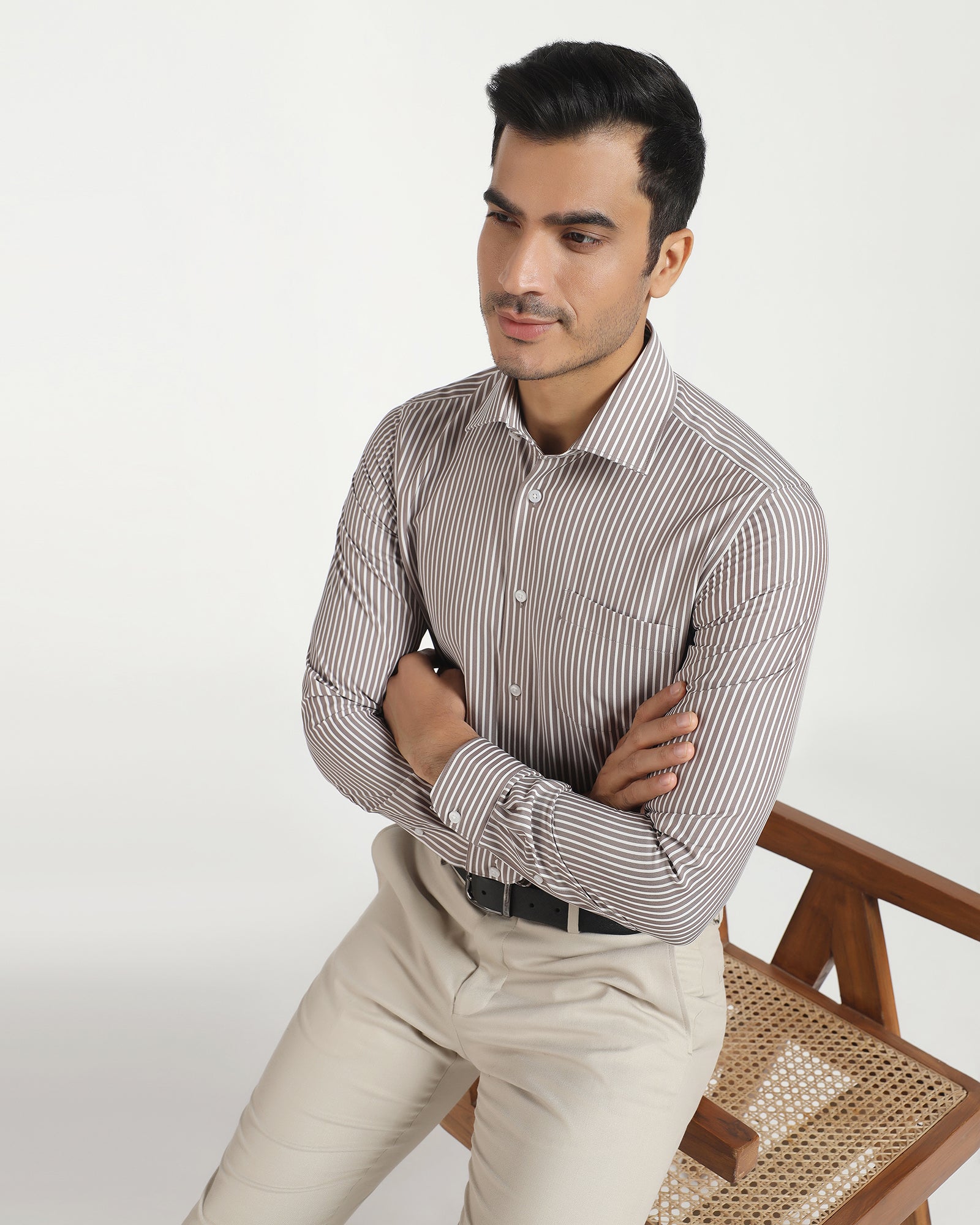 Non Iron Formal Stone Stripe Shirt - Intex