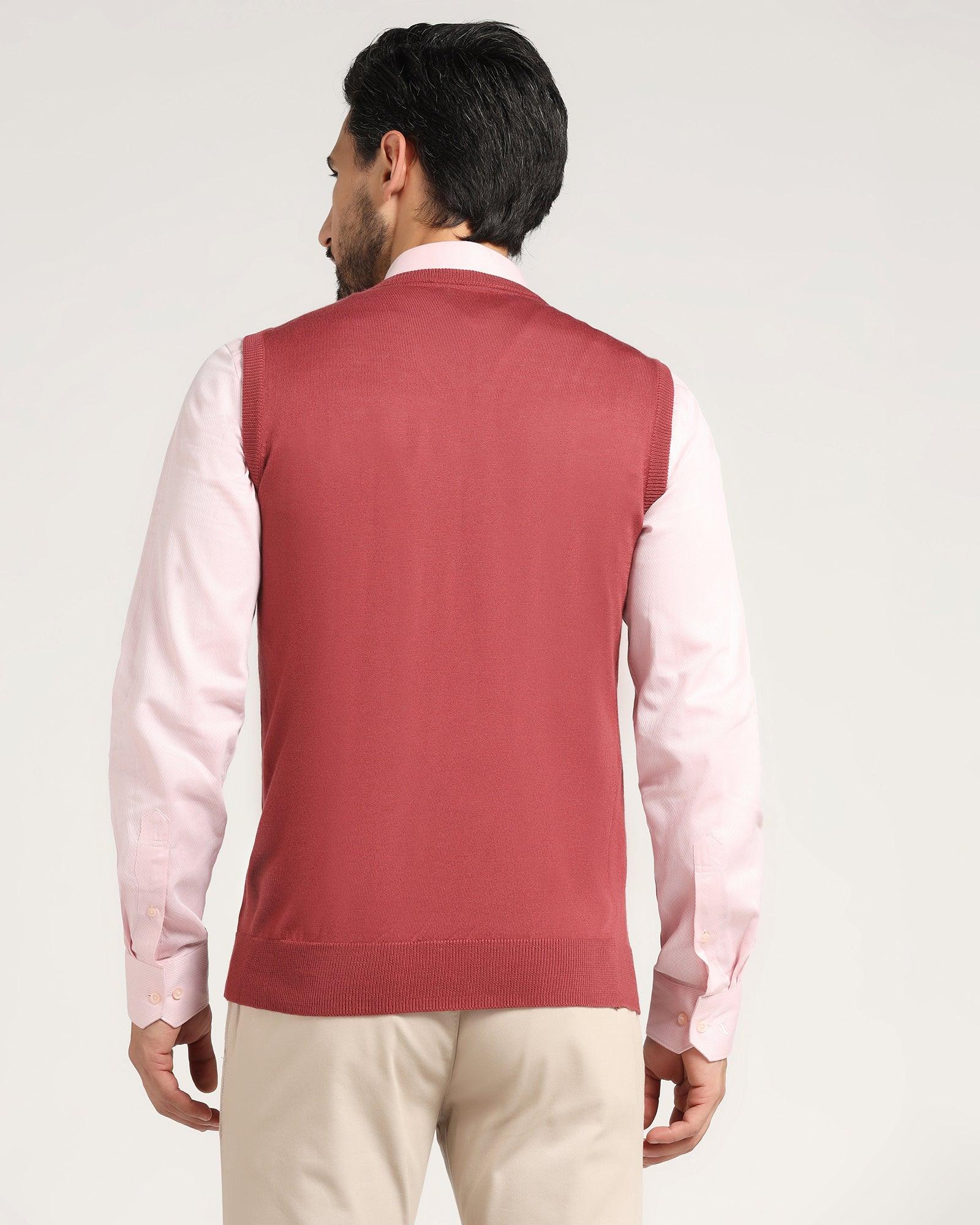 V-Neck Rose Quartz Solid Sweater - Aime - Blackberrys