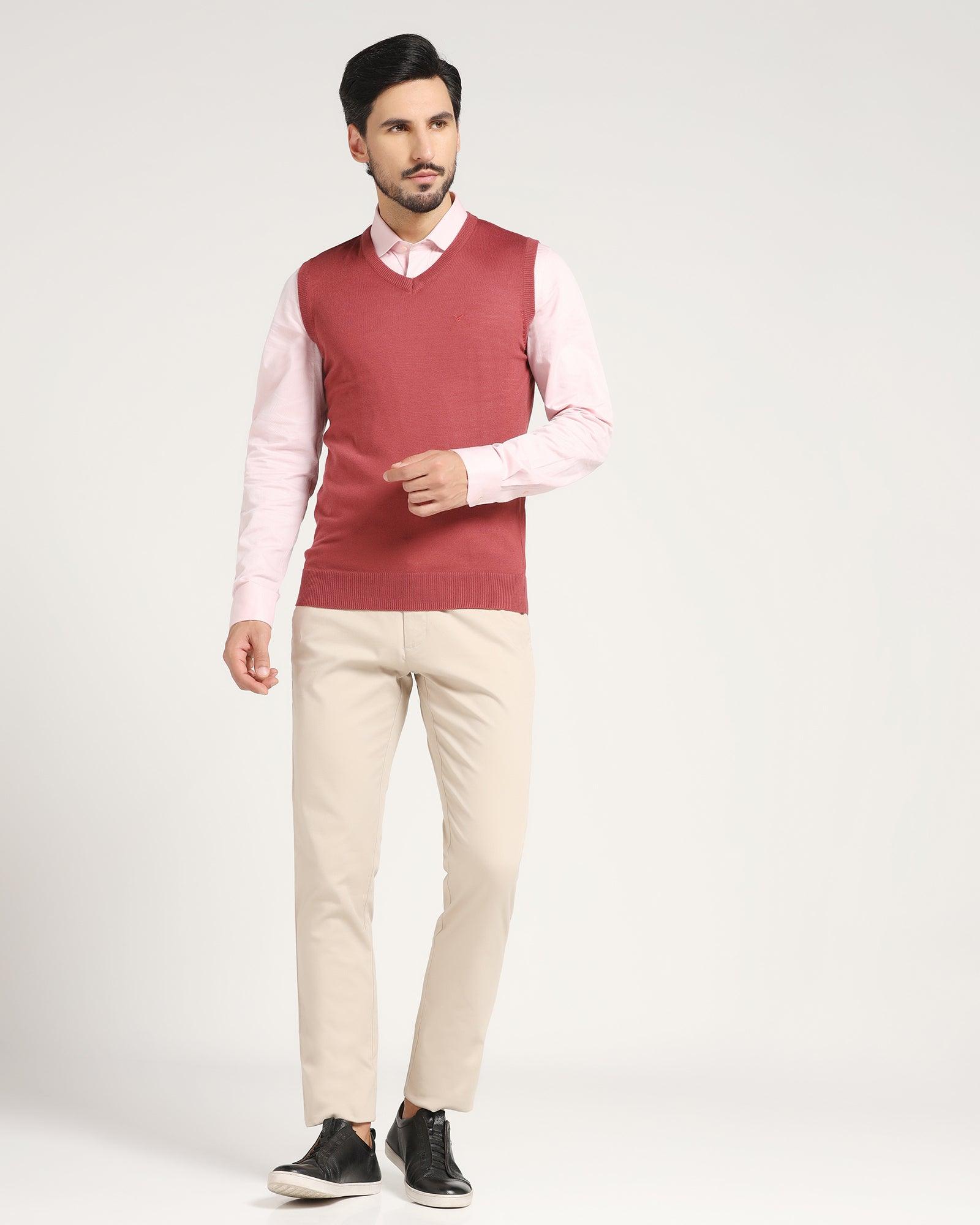 V-Neck Rose Quartz Solid Sweater - Aime - Blackberrys