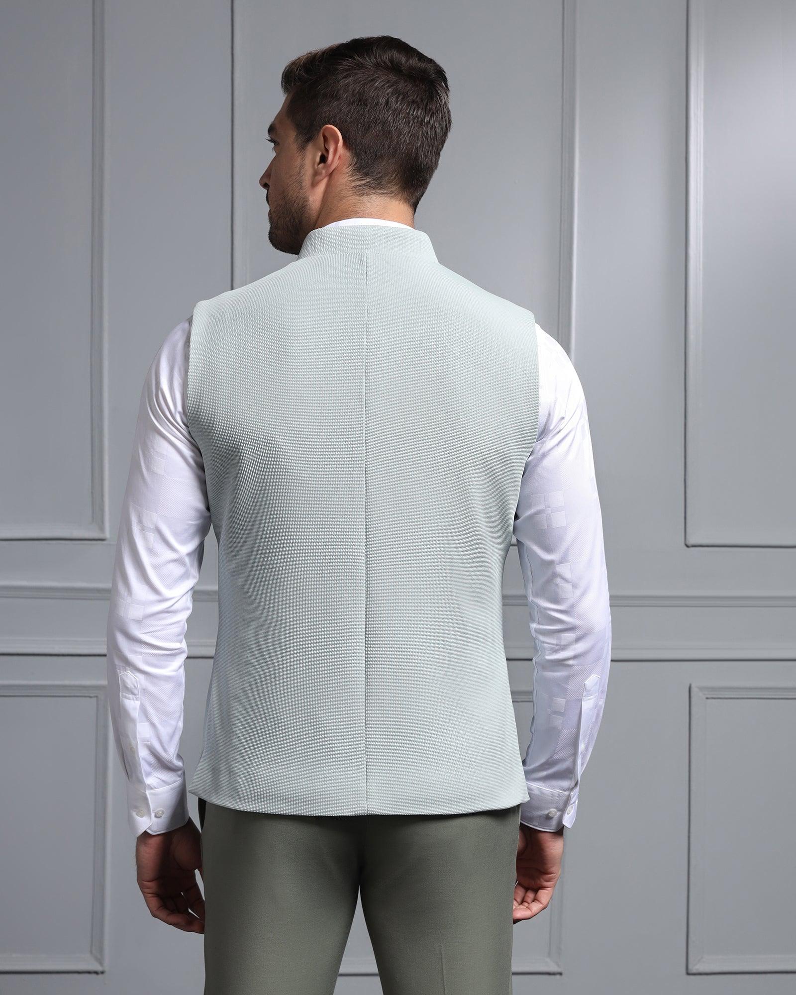 Bandhgala Formal Mint Textured Waistcoat - Cade - Blackberrys