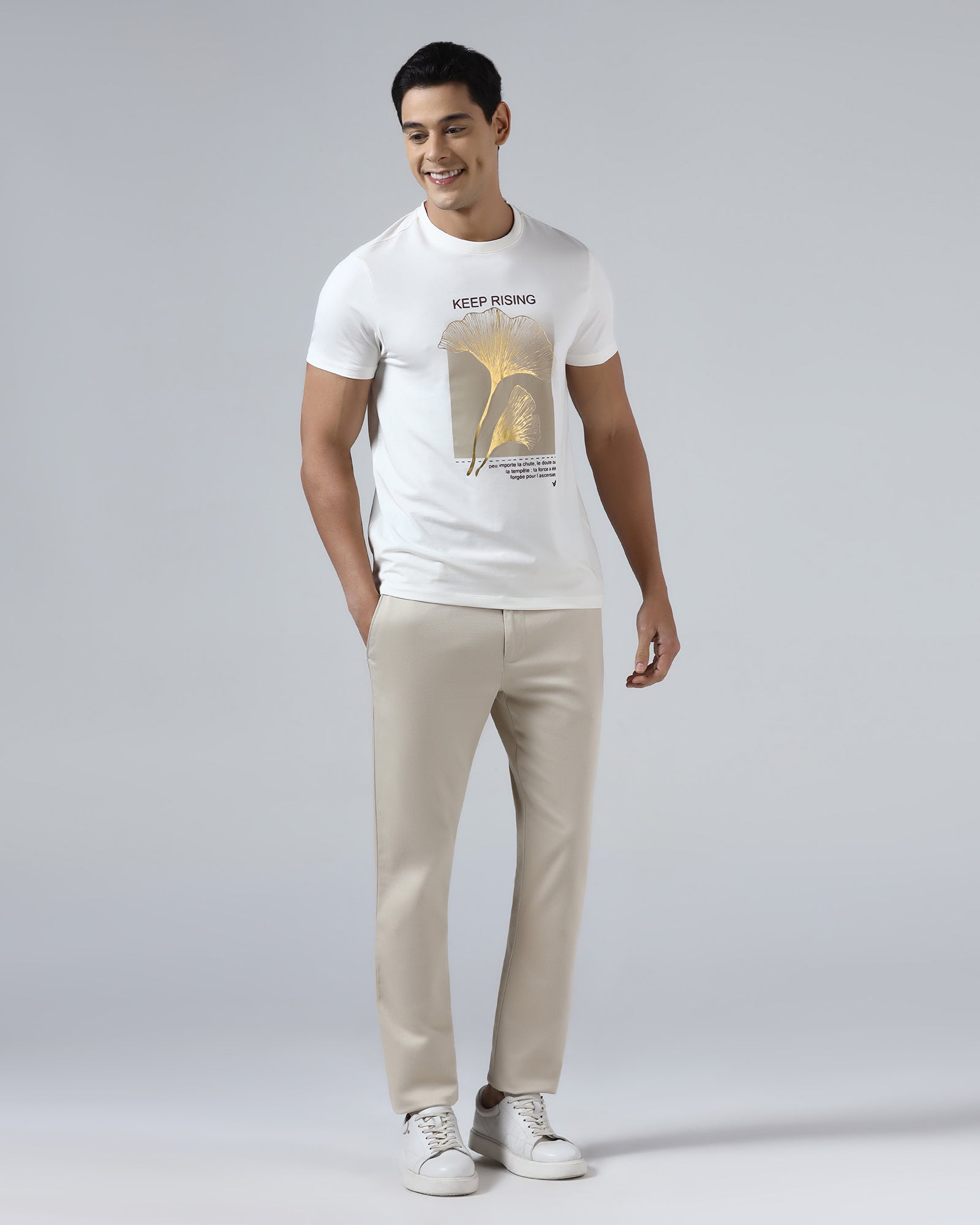 White Crew Neck Printed T-Shirt - James