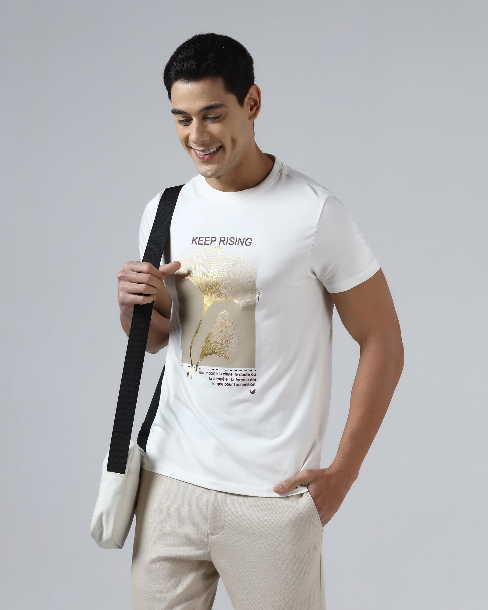 White Crew Neck Printed T-Shirt - James