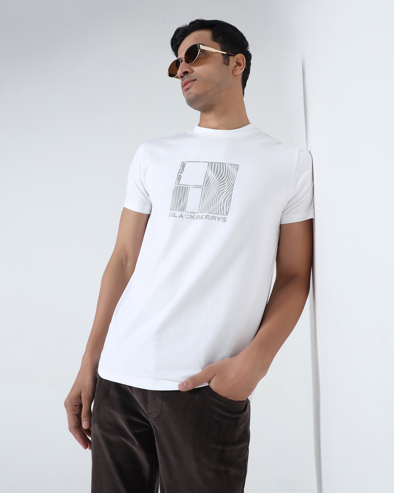 White Crew Neck Printed T-Shirt - Sybill