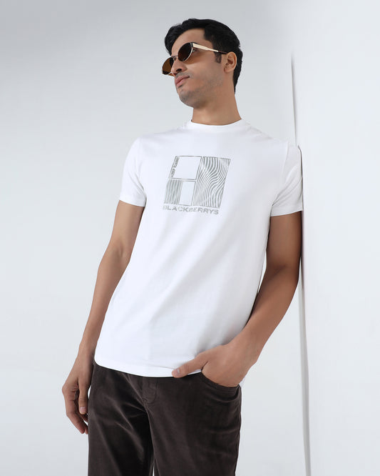 White Crew Neck Printed T-Shirt - Sybill