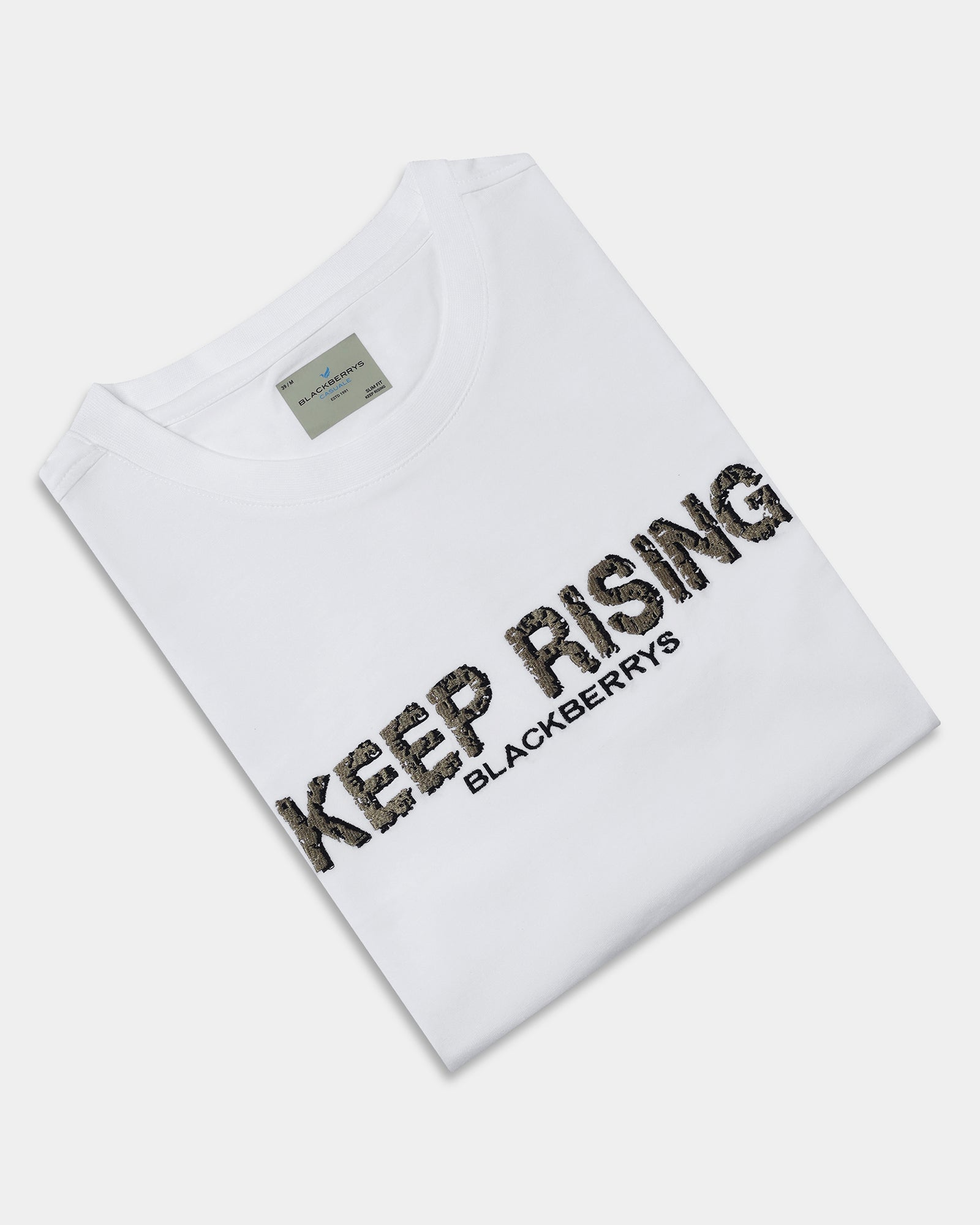 White Crew Neck Solid T-Shirt - Rising