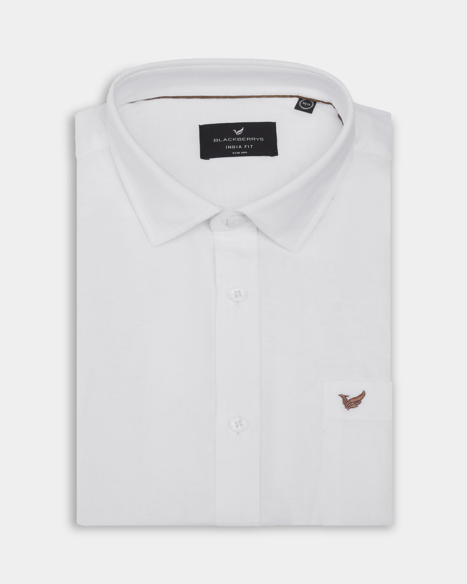 White Half Sleeve Linen Solid Shirt - Cleo