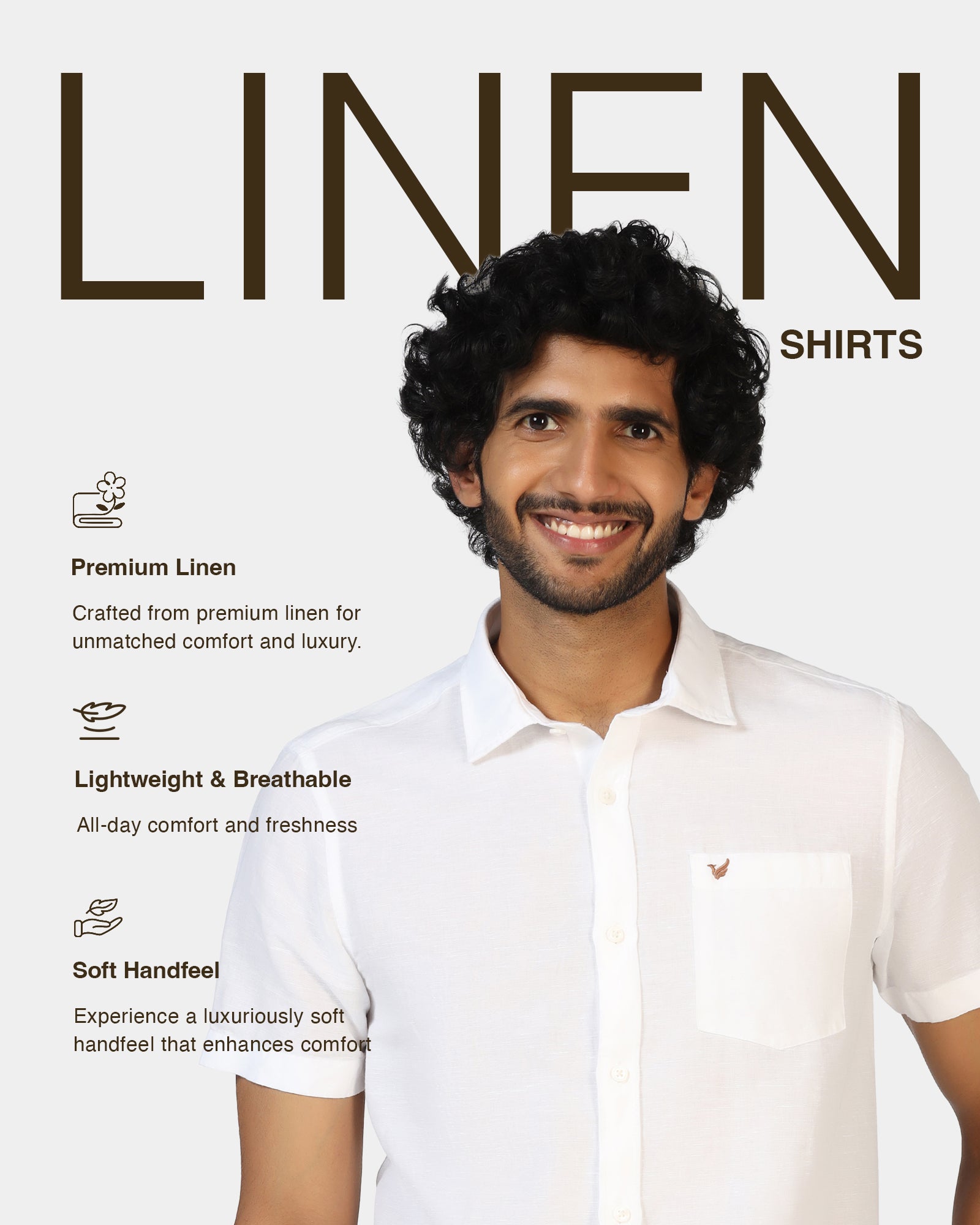 White Half Sleeve Linen Solid Shirt - Salmon