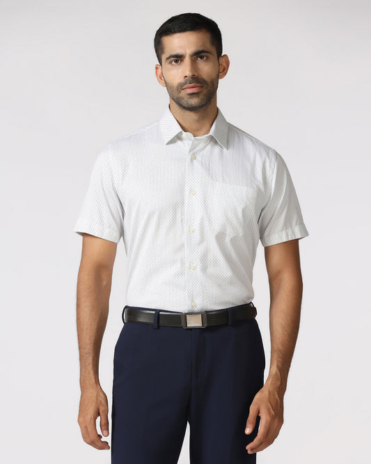 White Half Sleeve Non Iron Printed Shirt - Radiant
