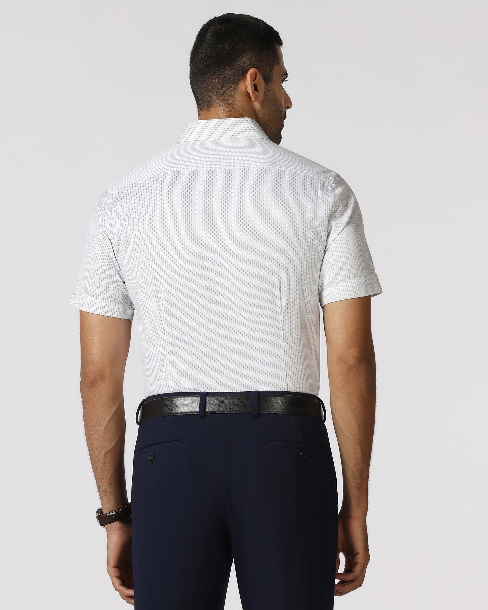 White Half Sleeve Non Iron Printed Shirt - Radiant