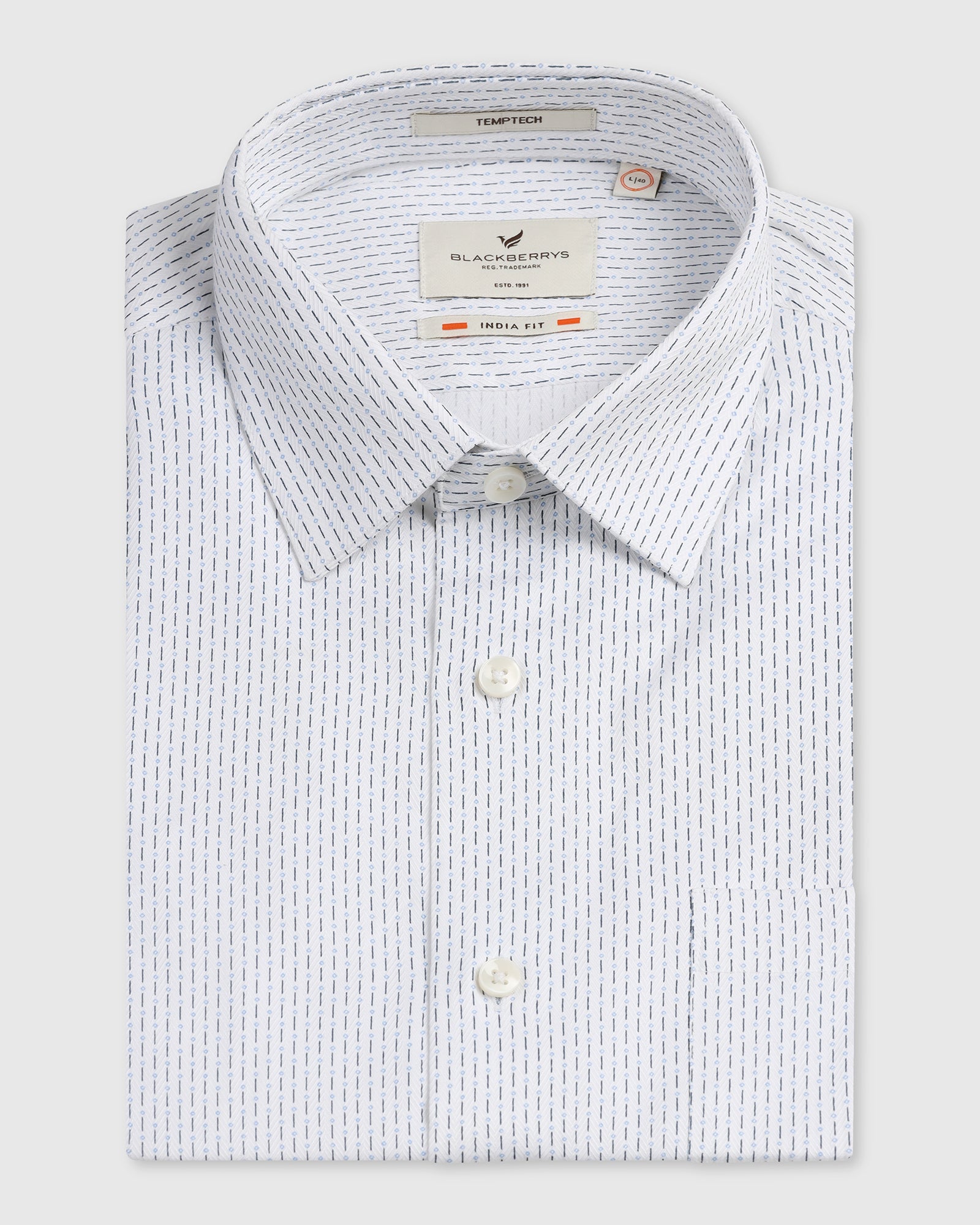 White Half Sleeve Non Iron Printed Shirt - Radiant