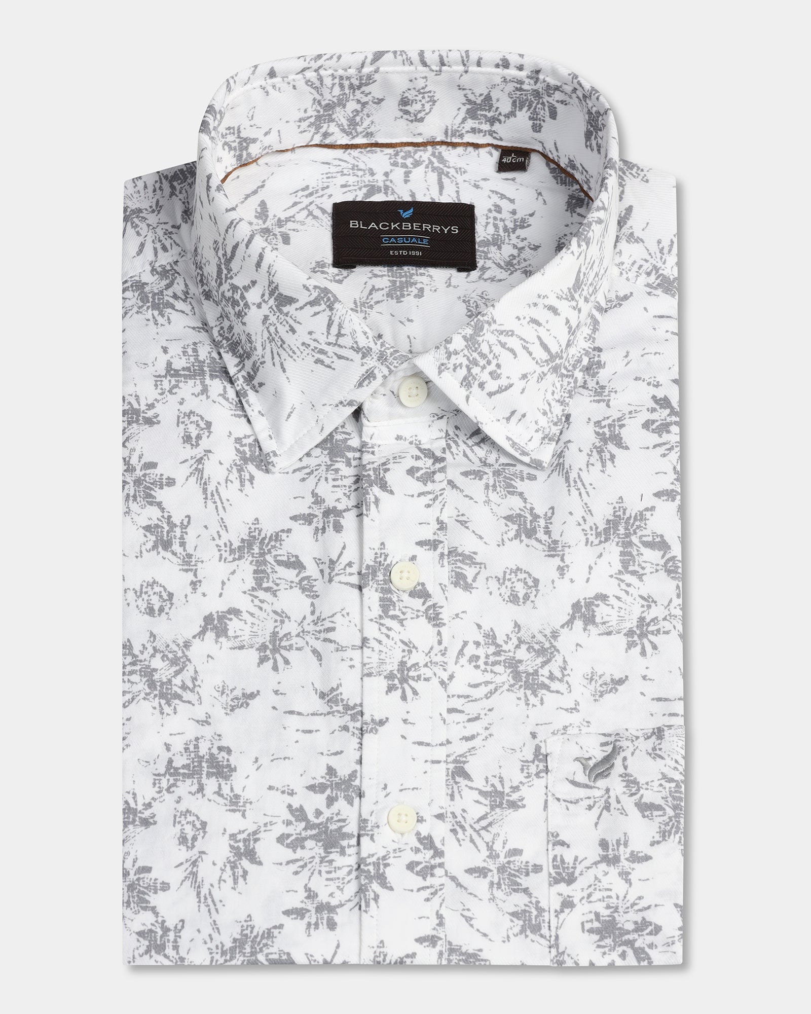 White Half Sleeve Printed Shirt - Holten
