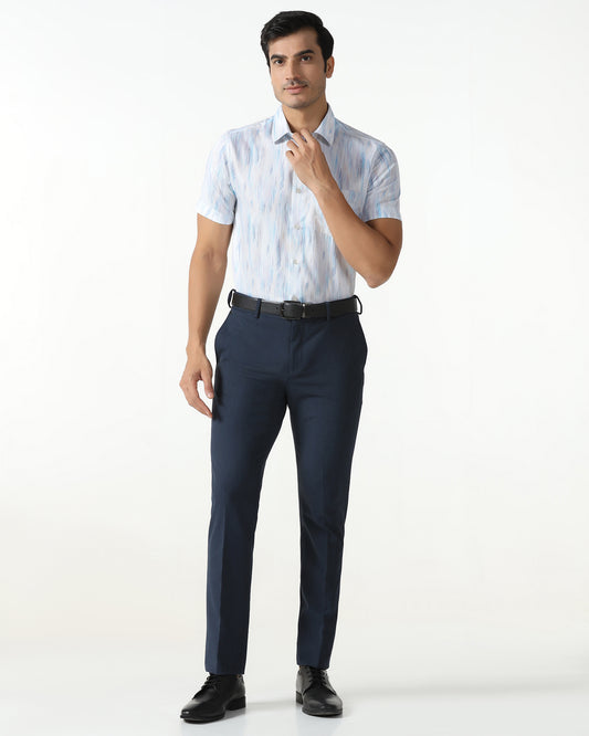 White Half Sleeve Printed Shirt - Siena