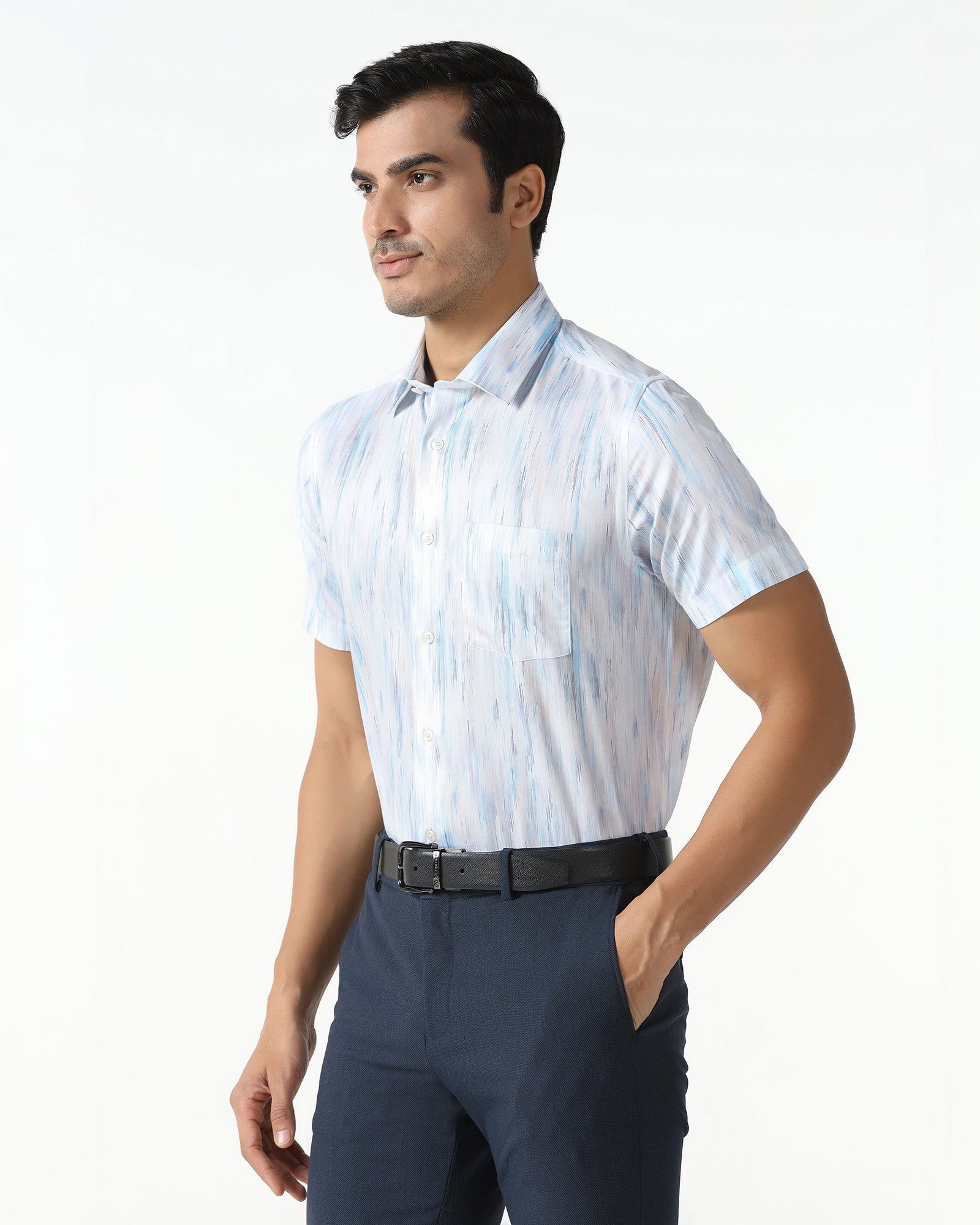 White Half Sleeve Printed Shirt - Siena