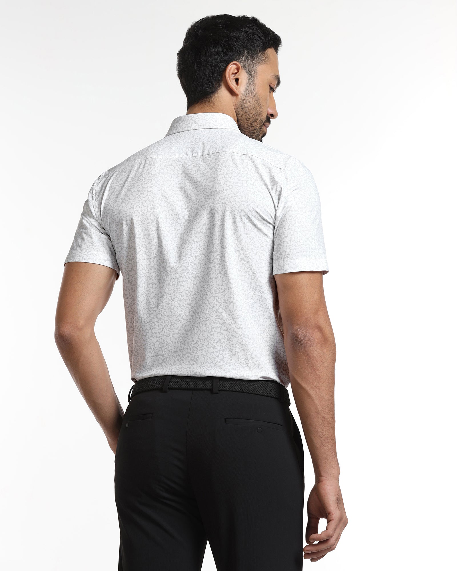 White Half Sleeve TechPro Printed Shirt - Ramtilhs