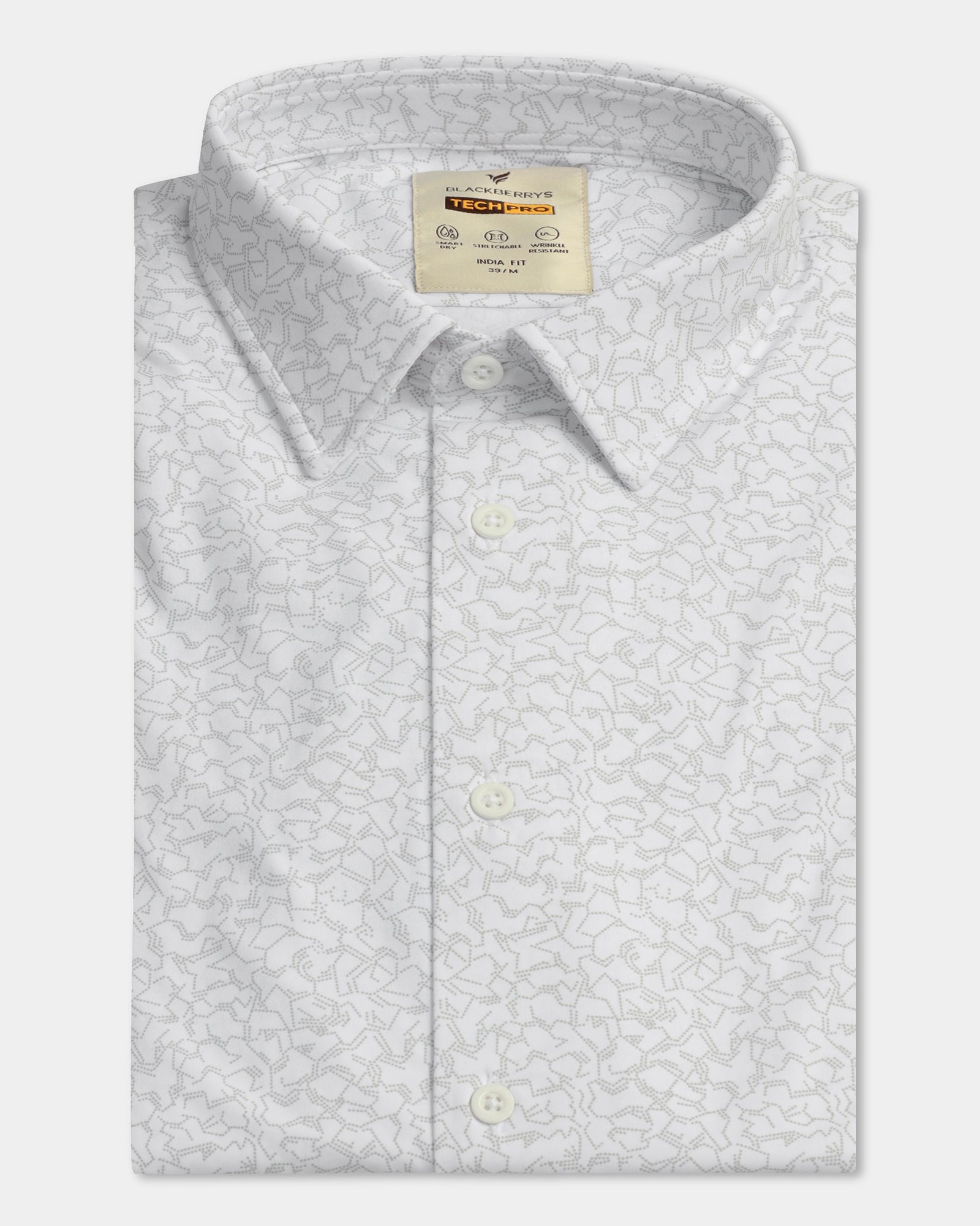 White Half Sleeve TechPro Printed Shirt - Ramtilhs