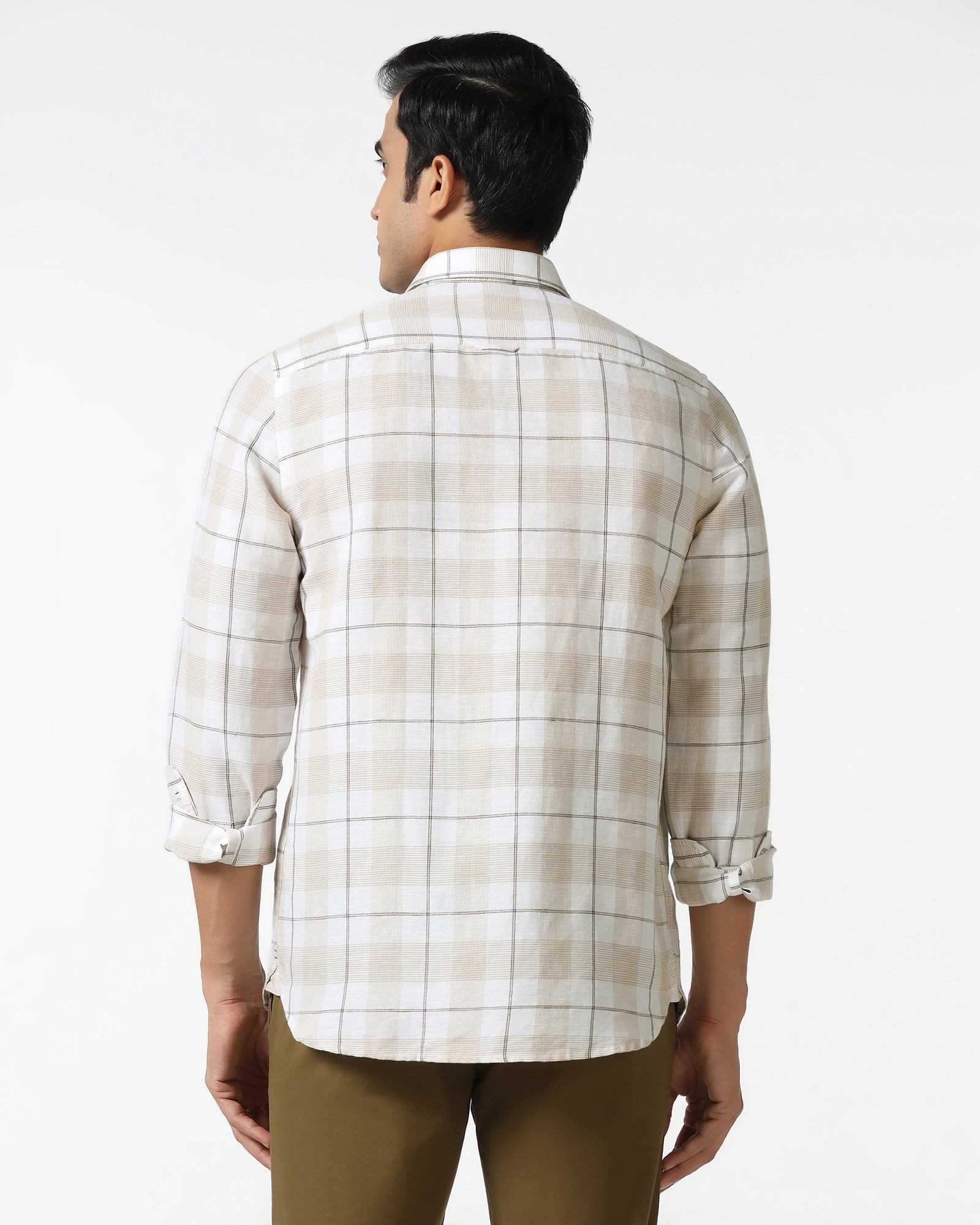White Linen Check Shirt - Merik