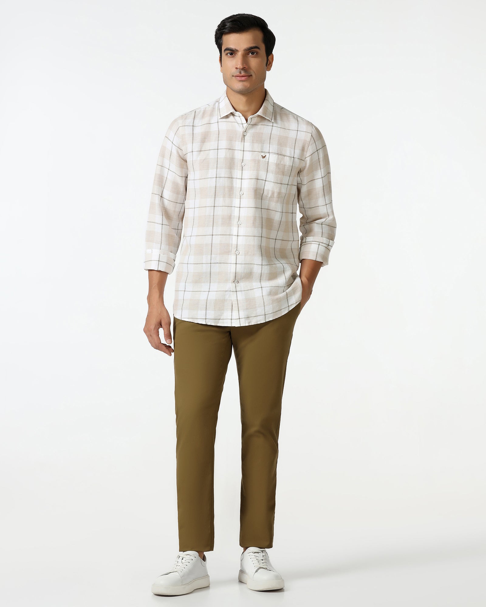 White Linen Check Shirt - Merik