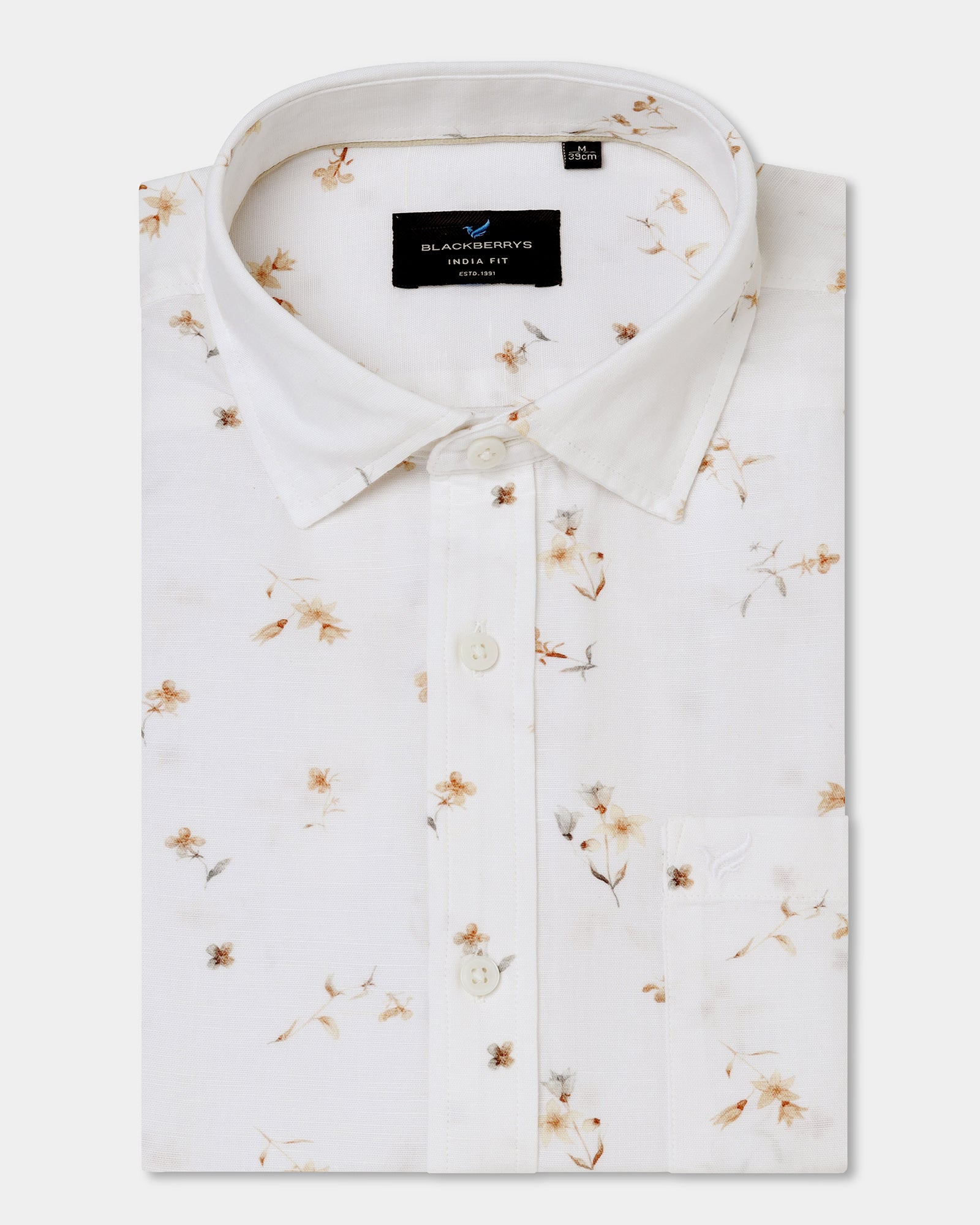 White Linen Printed Shirt - Arigo