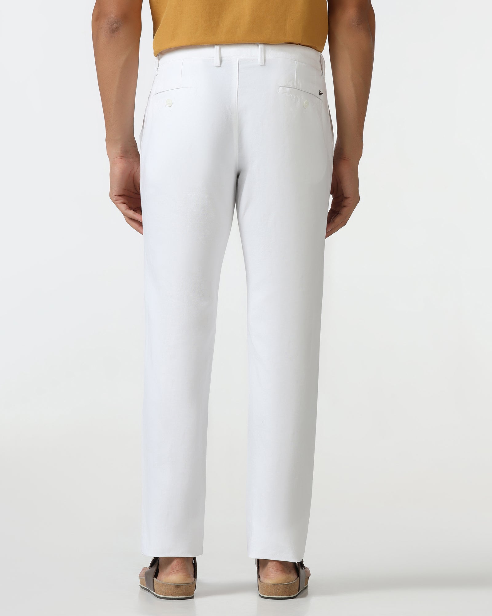 White Linen Solid Khakis - Kinsley