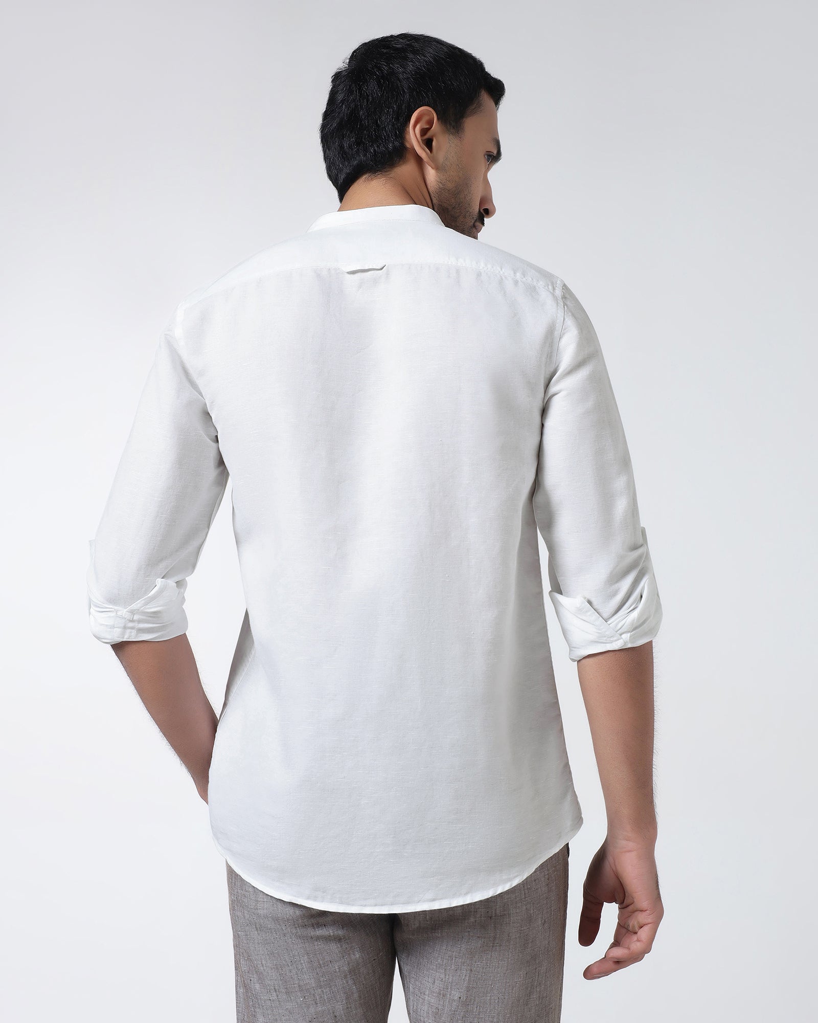 White Linen Solid Shirt - Cleo