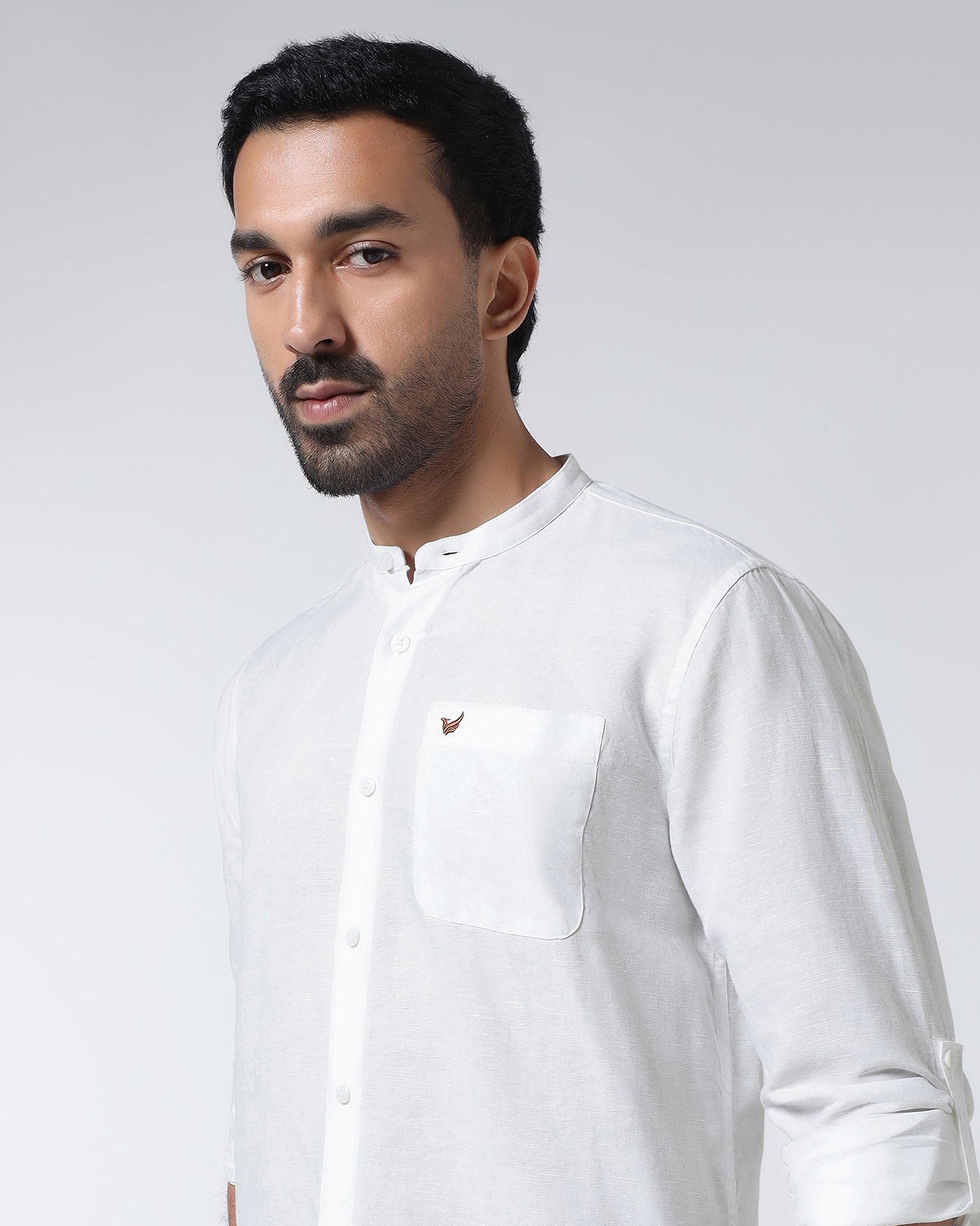 White Linen Solid Shirt - Cleo