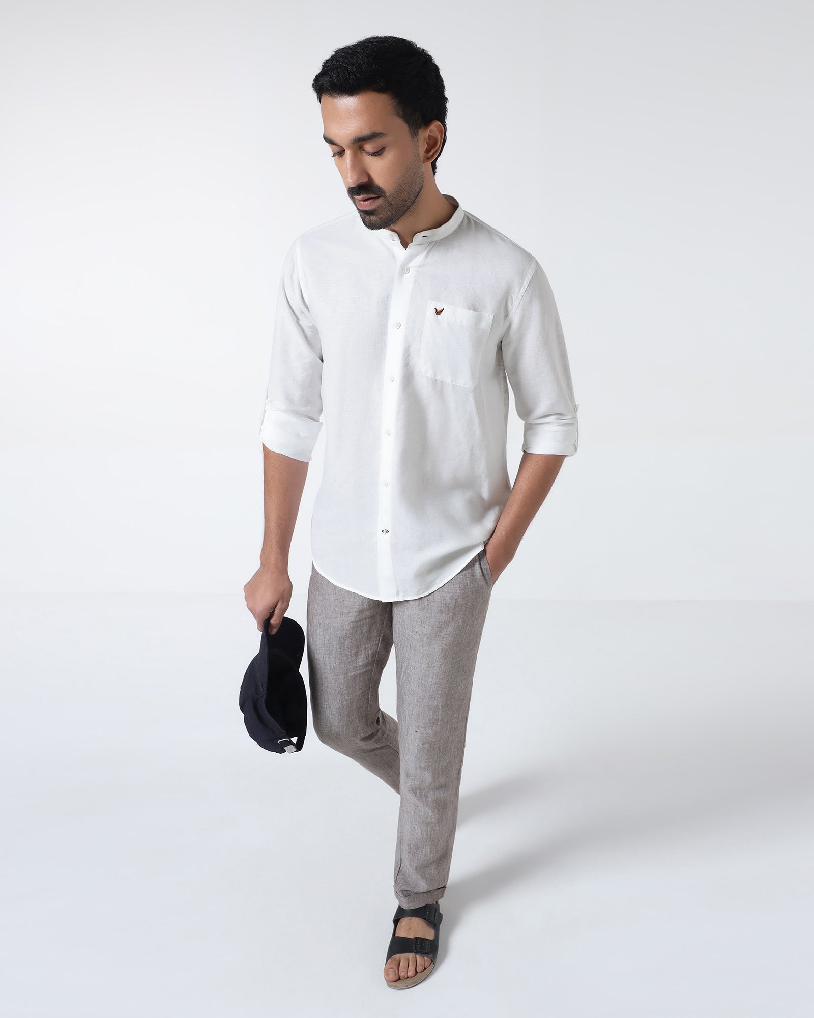 White Linen Solid Shirt - Cleo