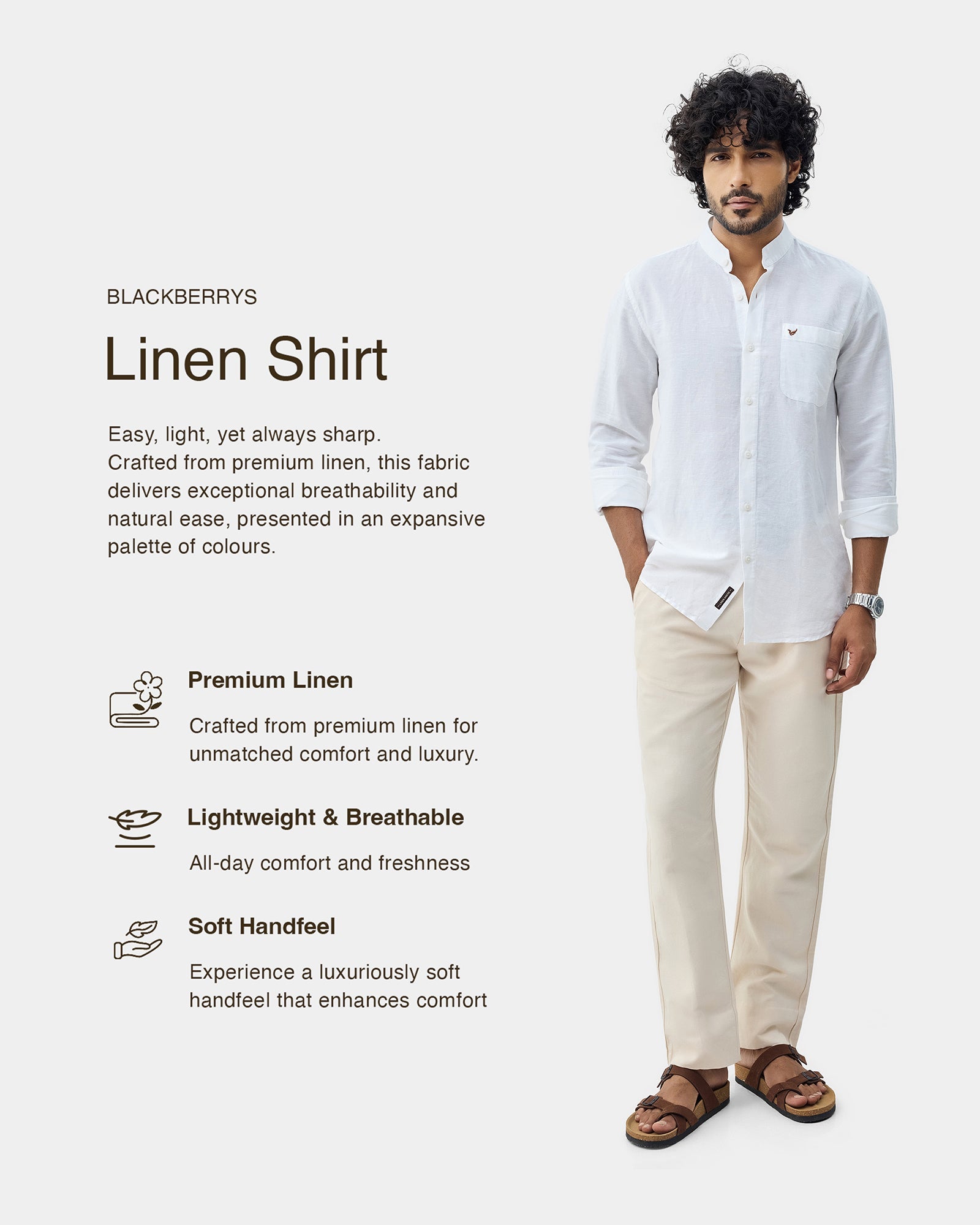 White Linen Solid Shirt - Cleo
