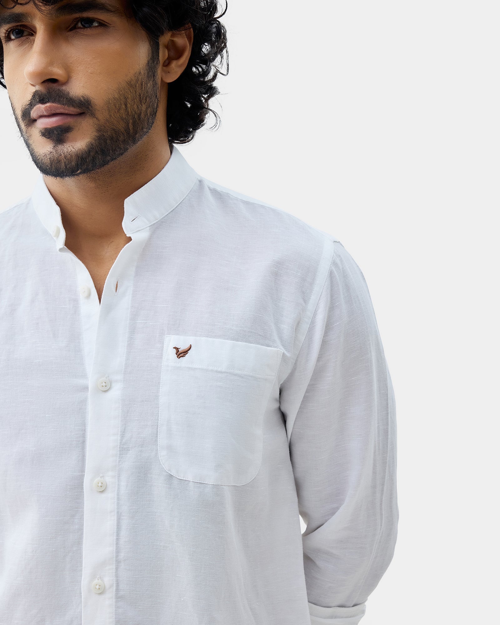 White Linen Solid Shirt - Cleo