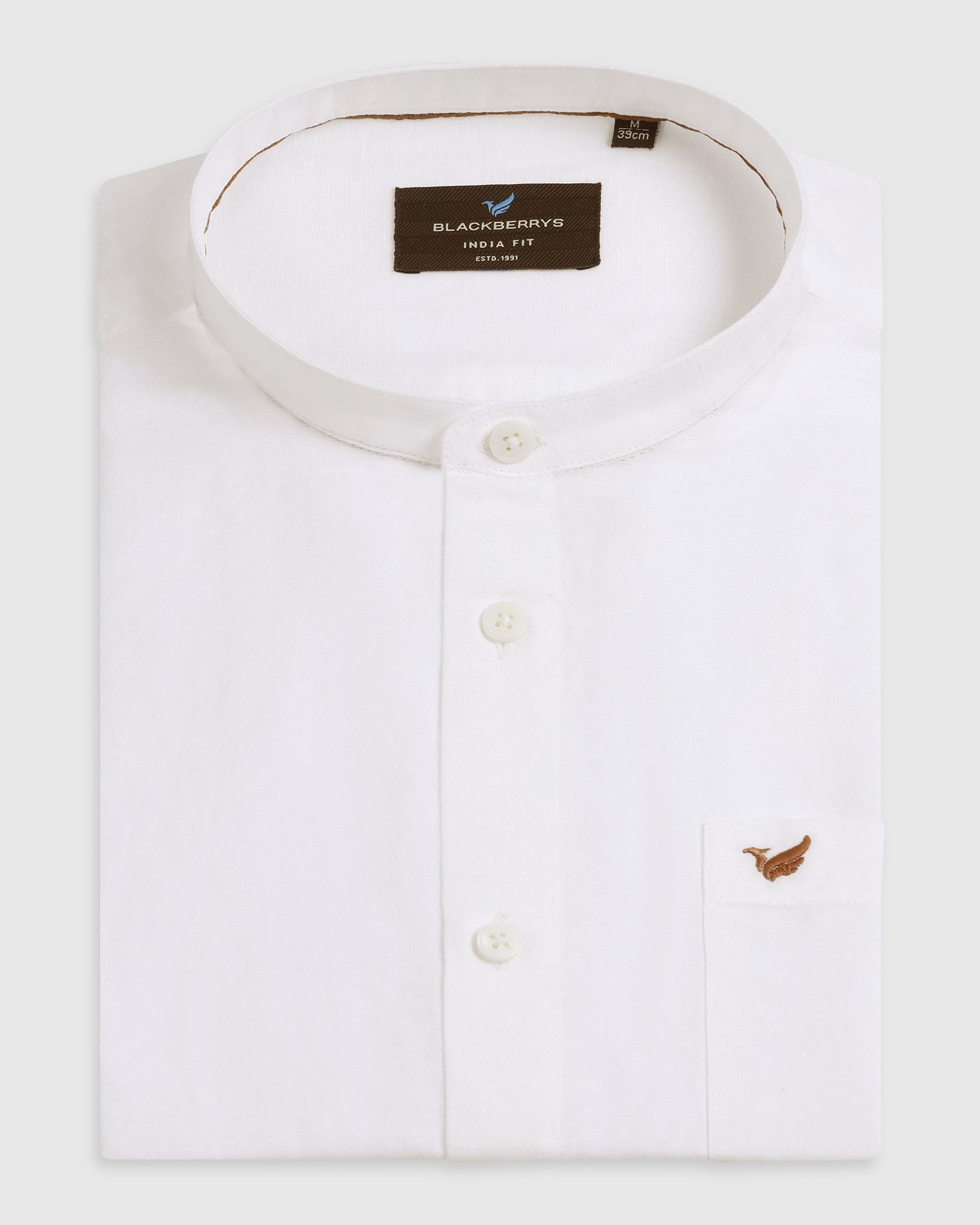 White Linen Solid Shirt - Salmon