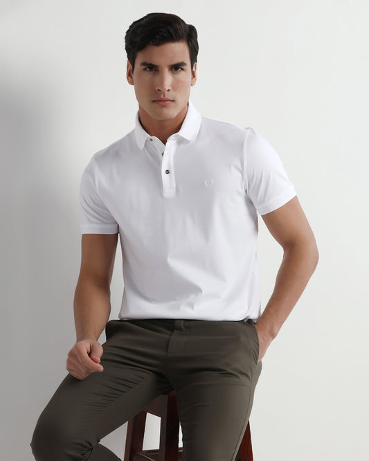 White Luxe Solid Polo - Toll