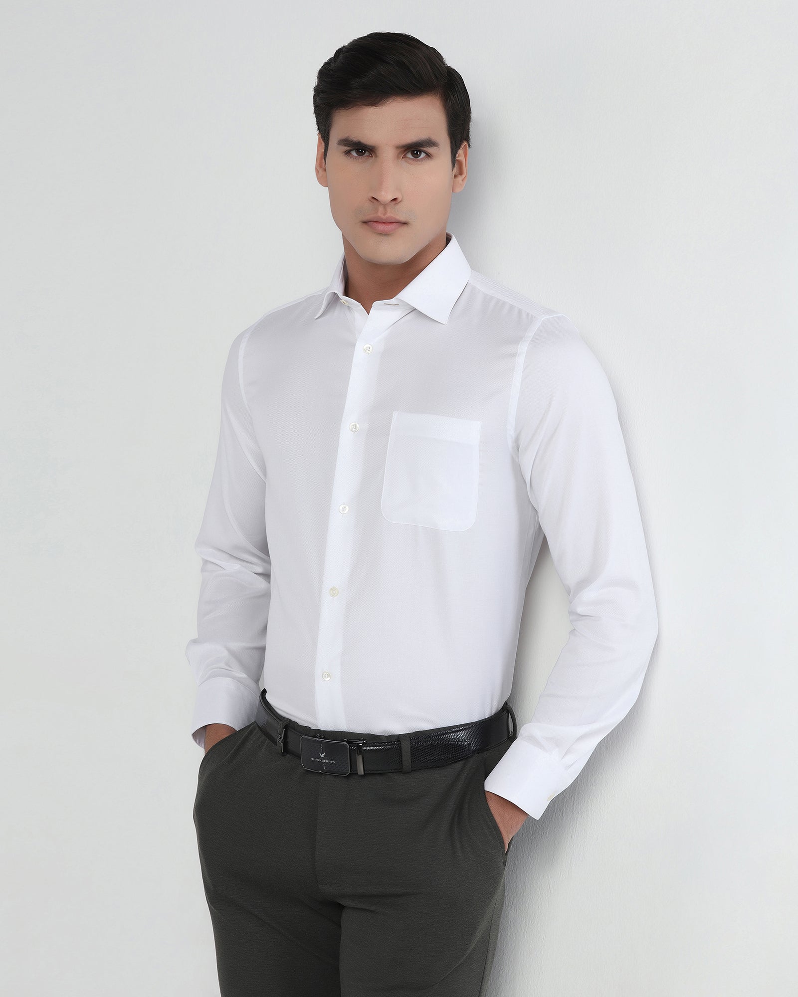White Luxe Textured Shirt - Twix
