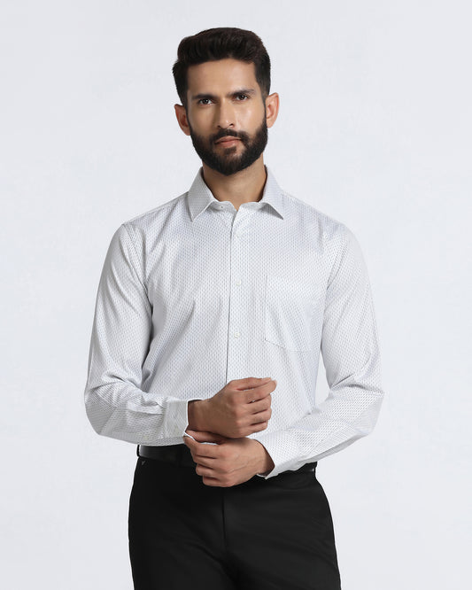 White Non Iron Printed Shirt - Radiant