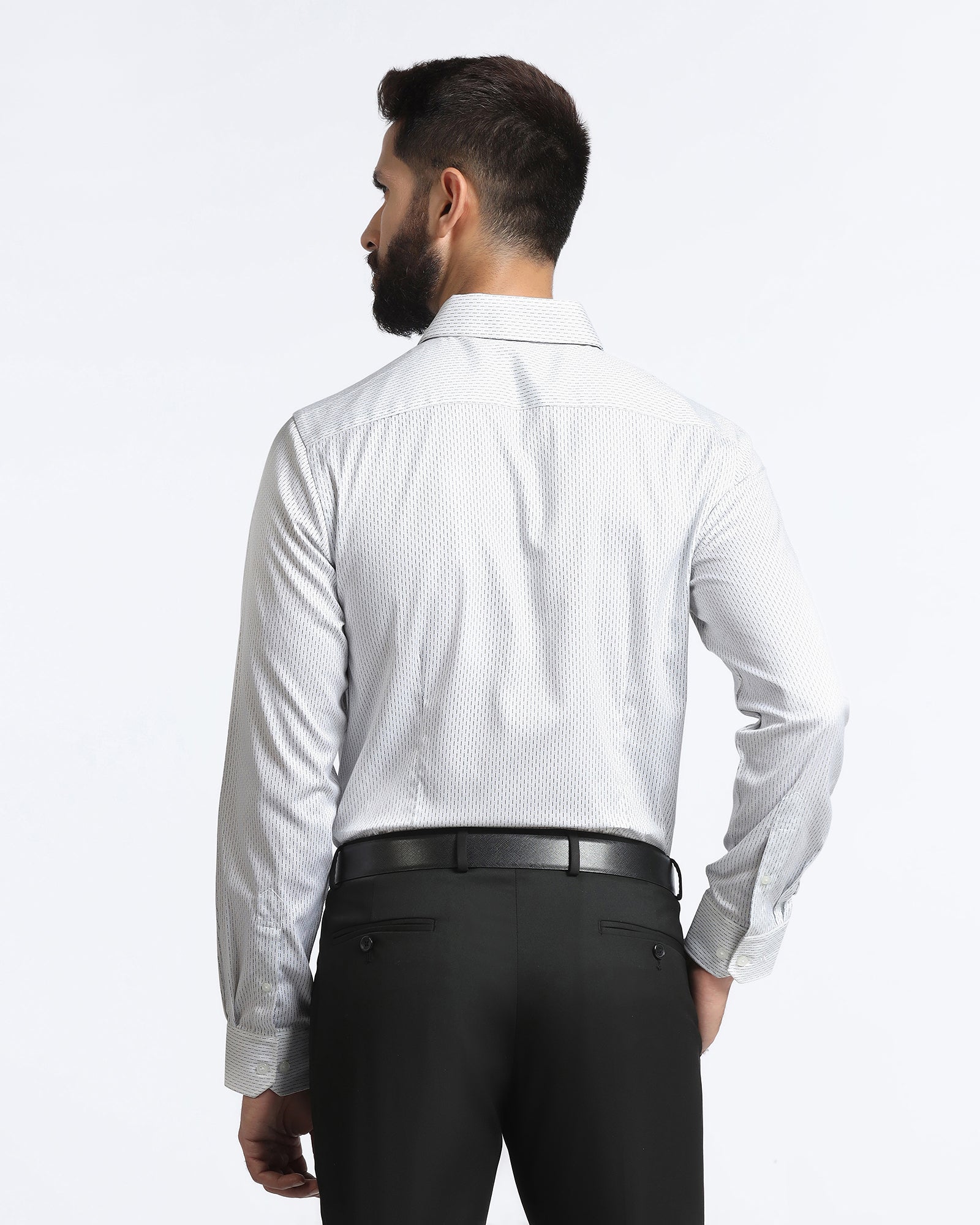 White Non Iron Printed Shirt - Radiant