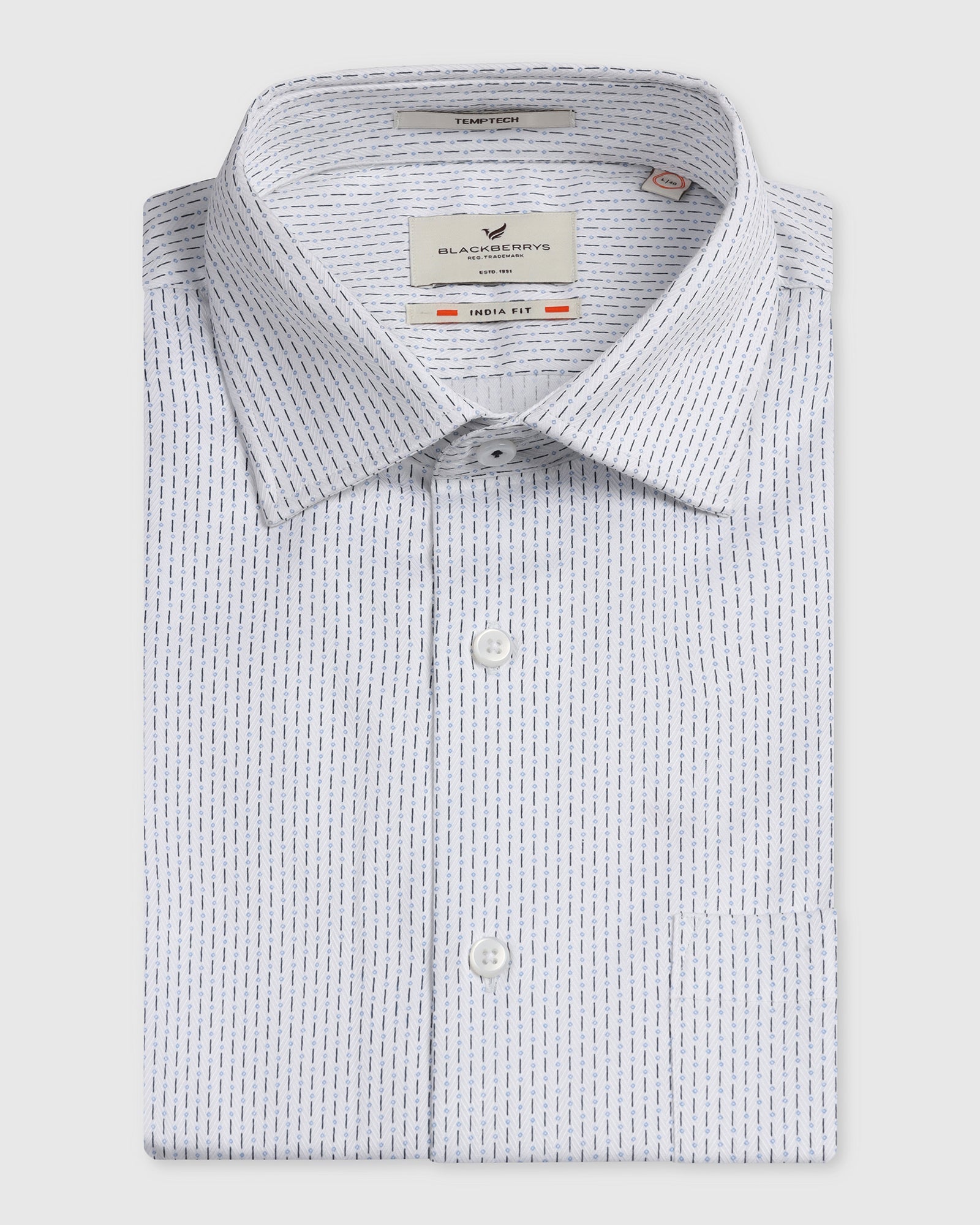 White Non Iron Printed Shirt - Radiant