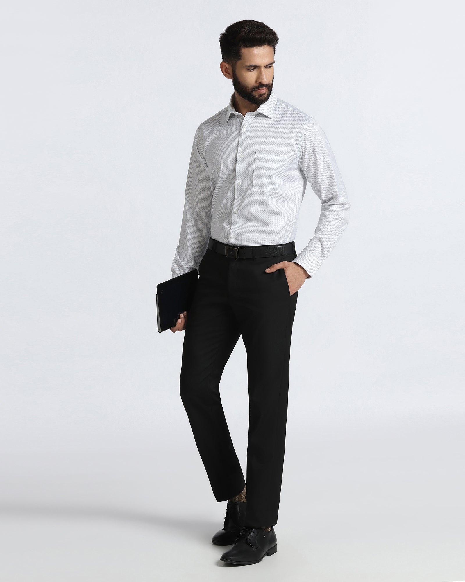 White Non Iron Printed Shirt - Radiant