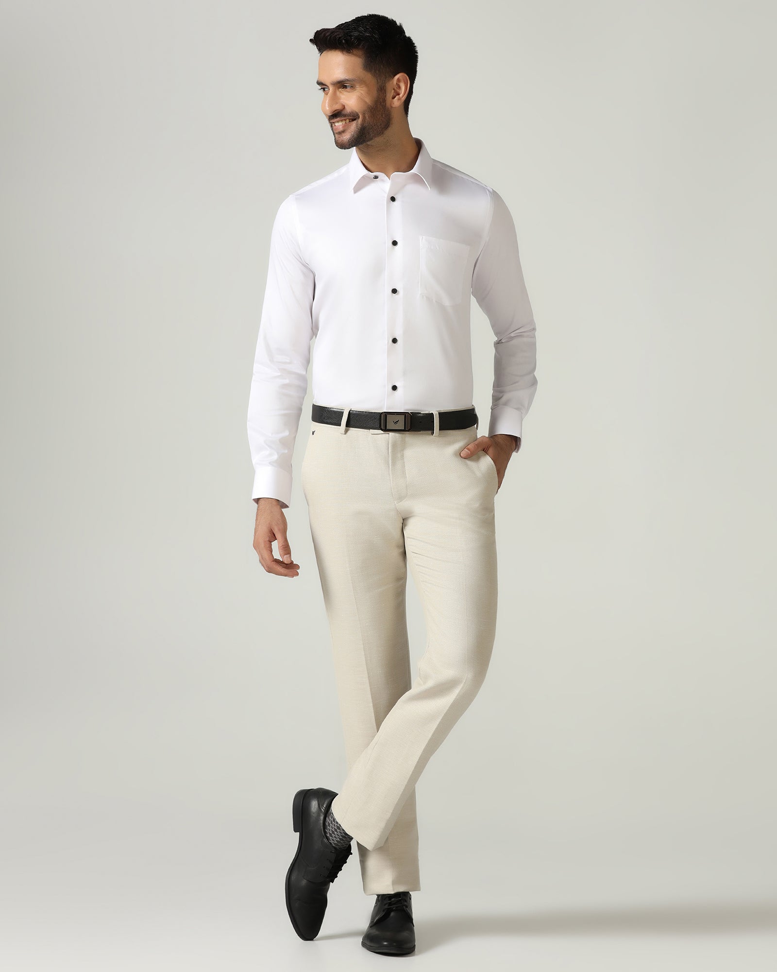 White Non Iron Solid Shirt - Sailor