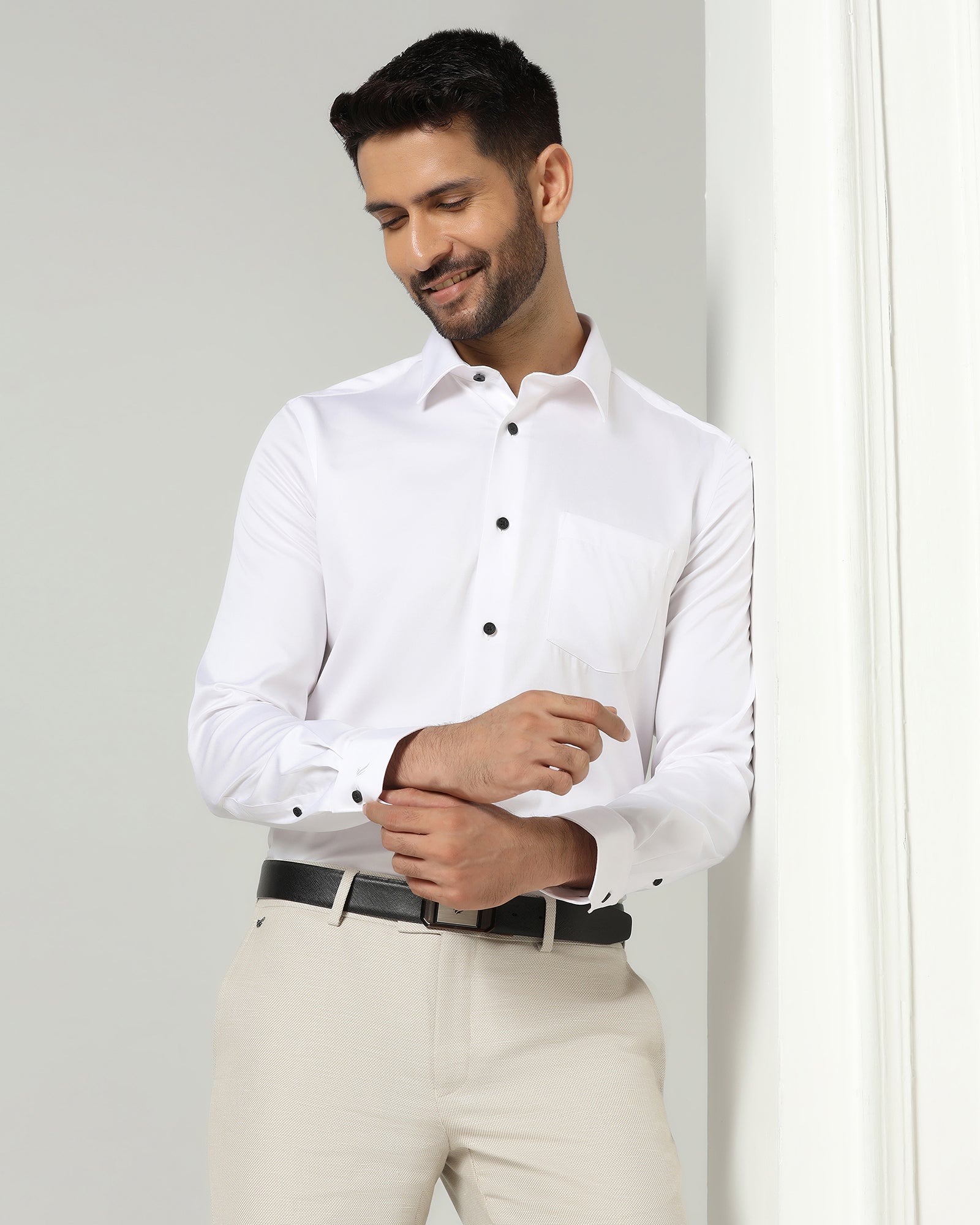 White Non Iron Solid Shirt - Sailor