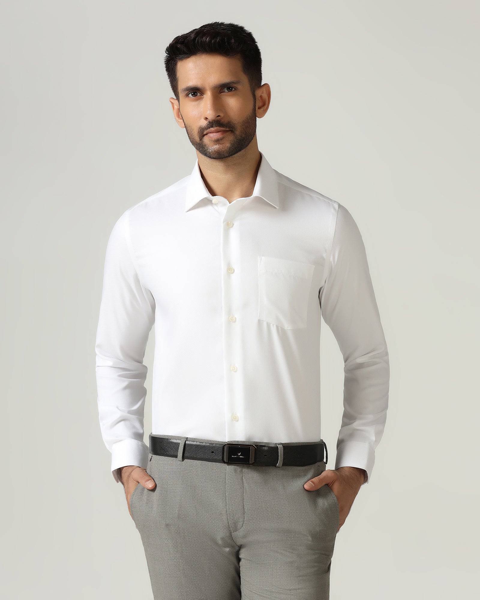 White Non Iron Textured Shirt - P31