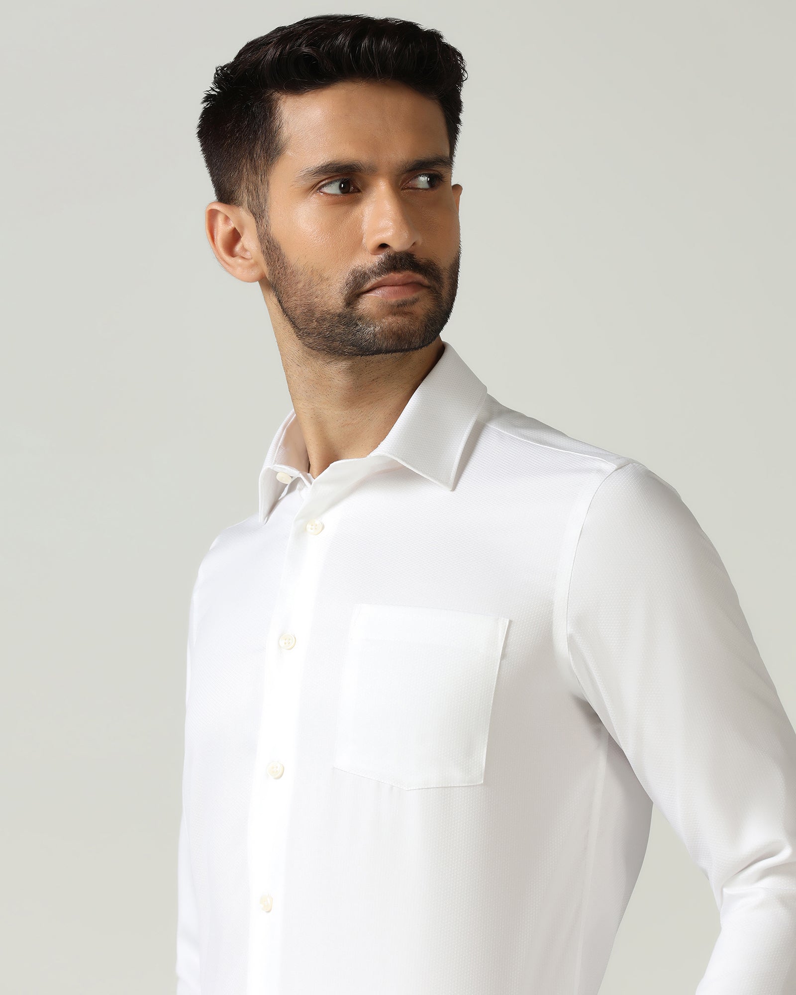 White Non Iron Textured Shirt - P31