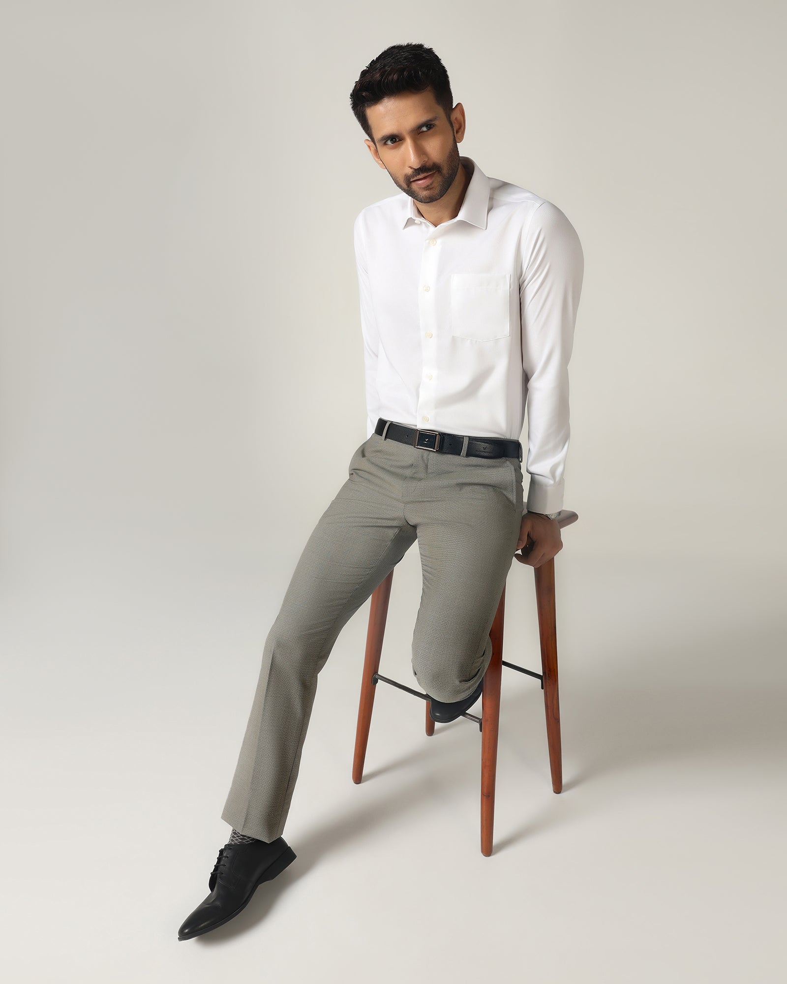 White Non Iron Textured Shirt - P31