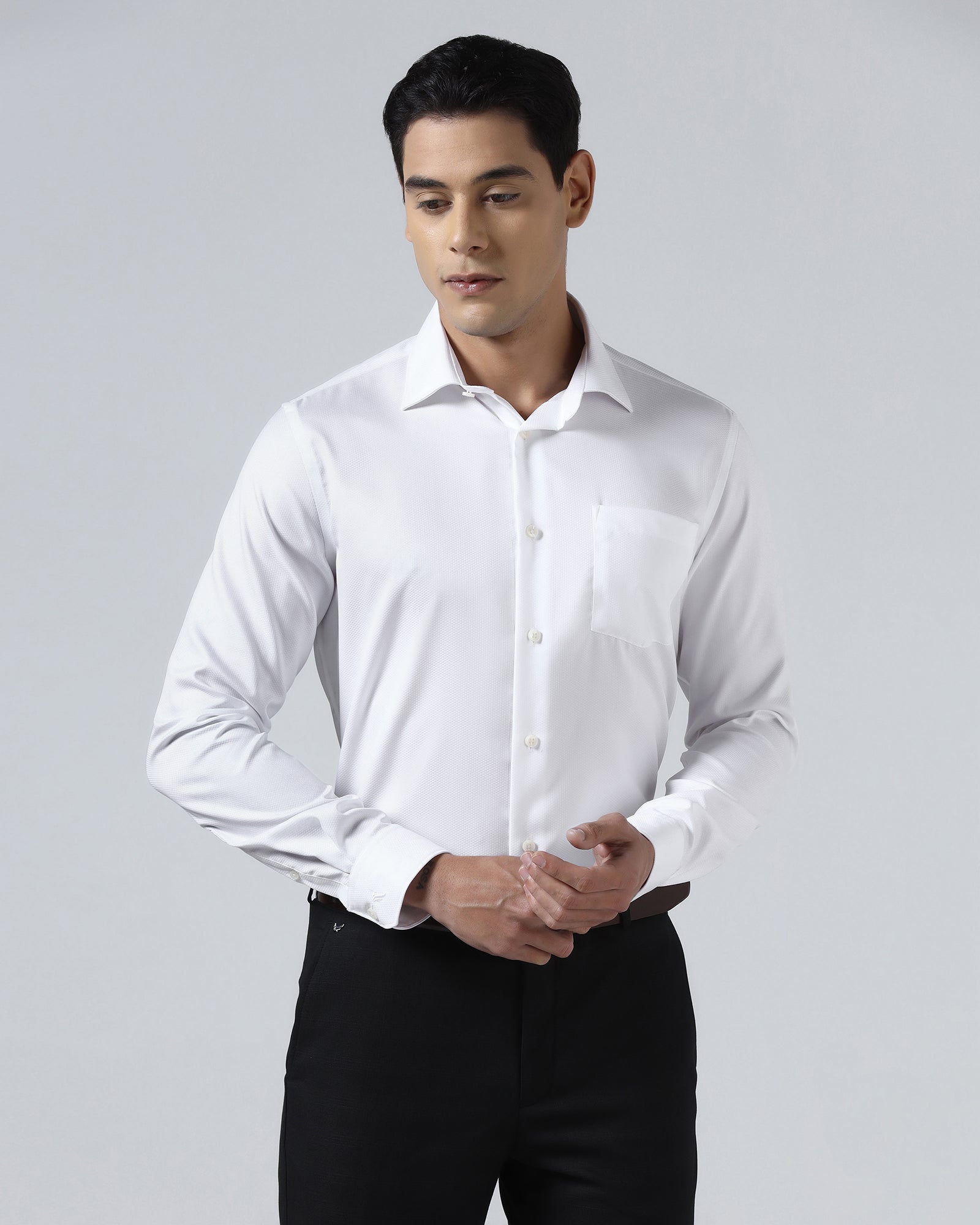 White Non Iron Textured Shirt - P31