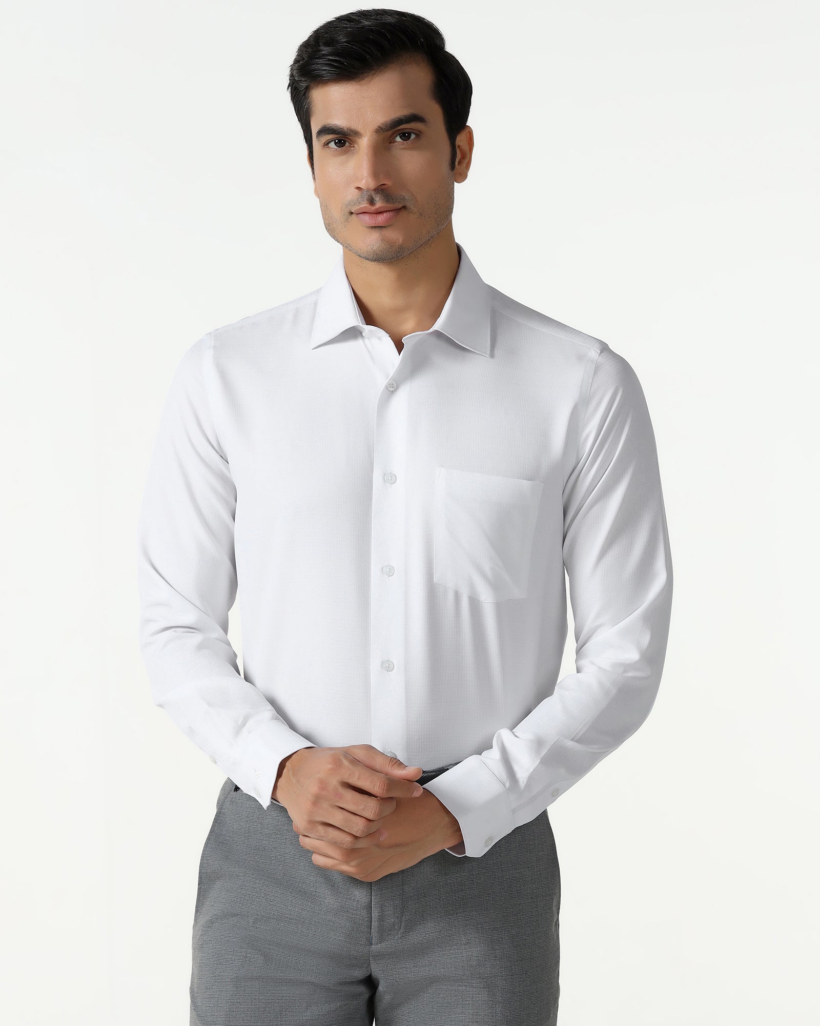 White Non Iron Textured Shirt - Reform
