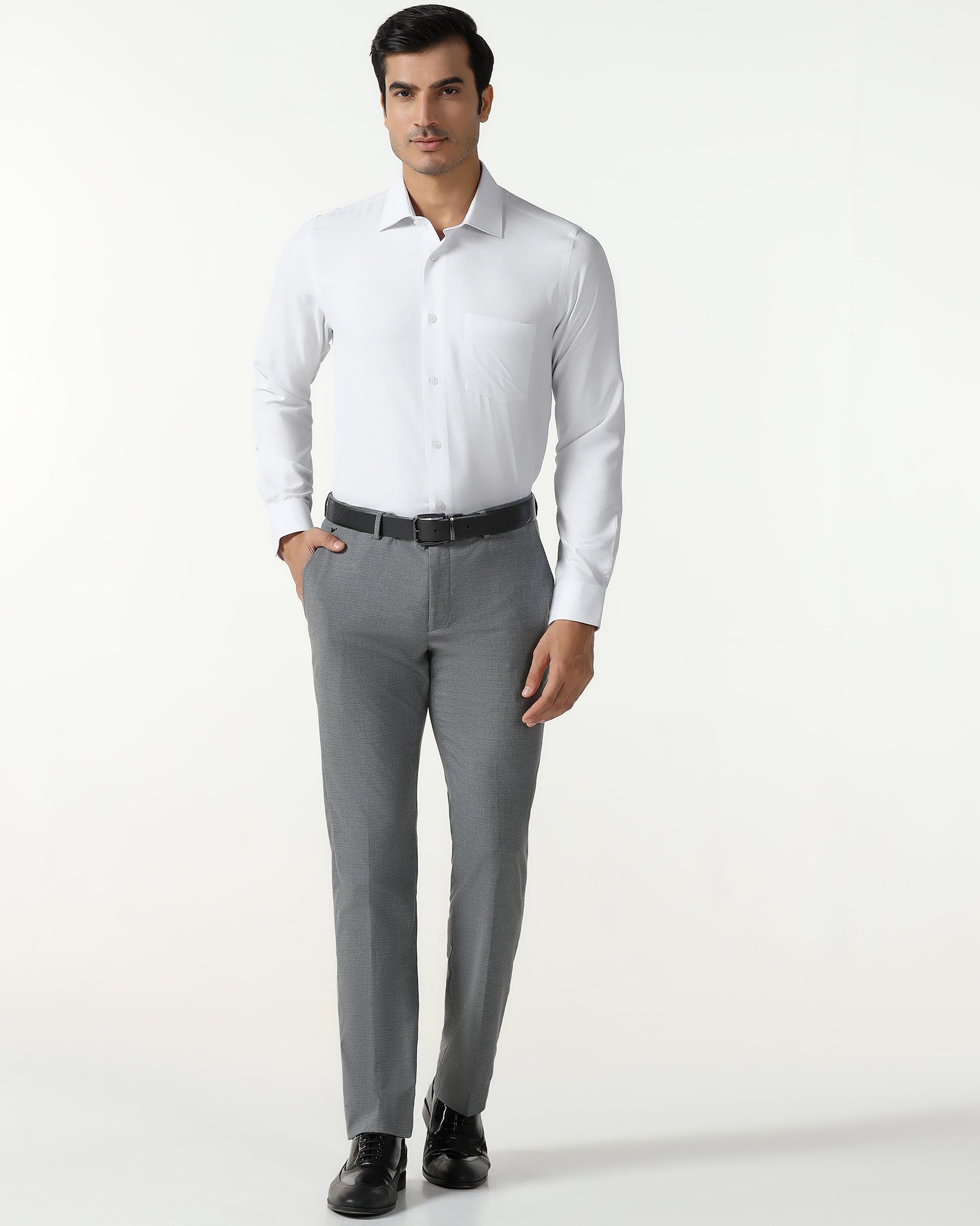 White Non Iron Textured Shirt - Reform