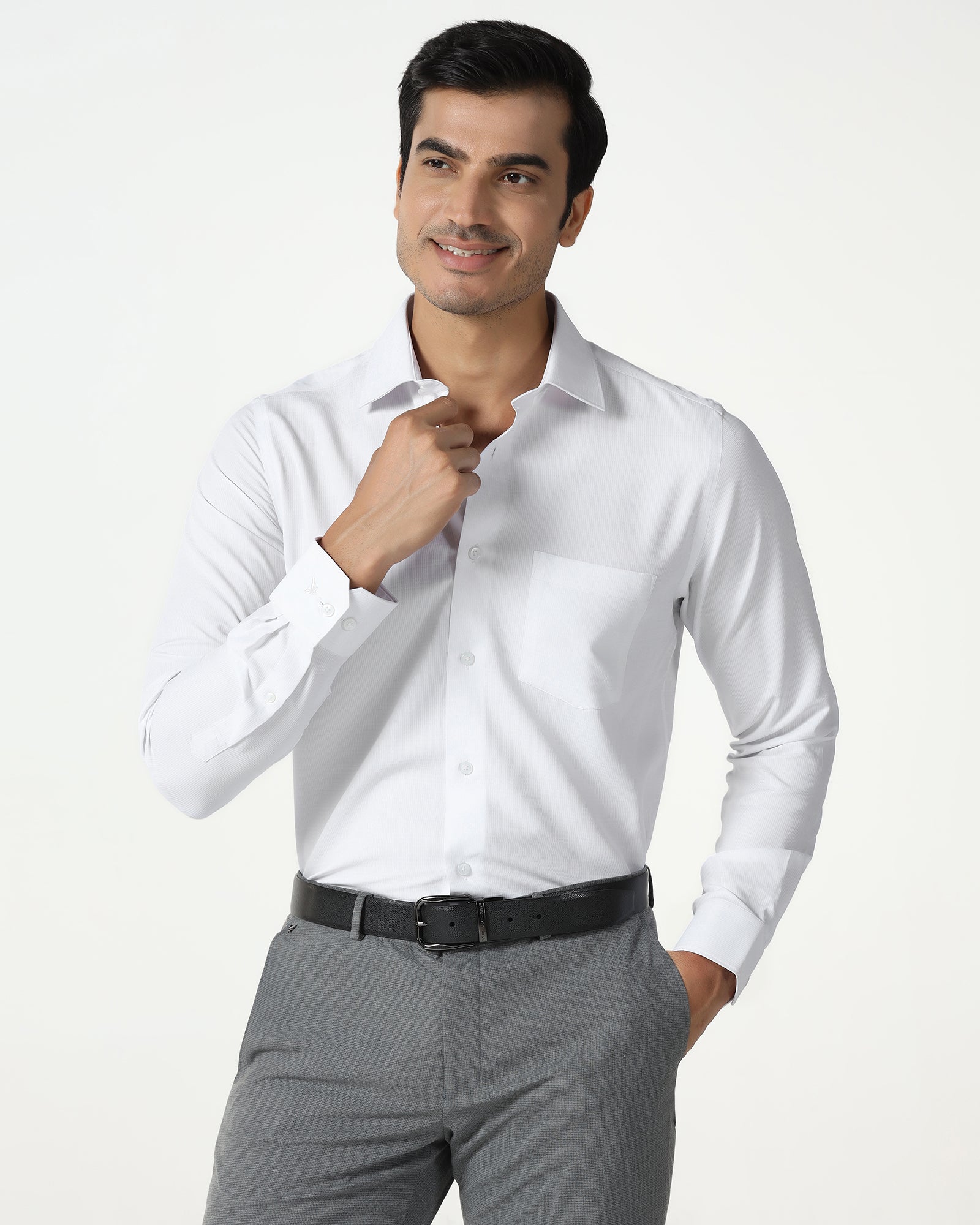 White Non Iron Textured Shirt - Reform