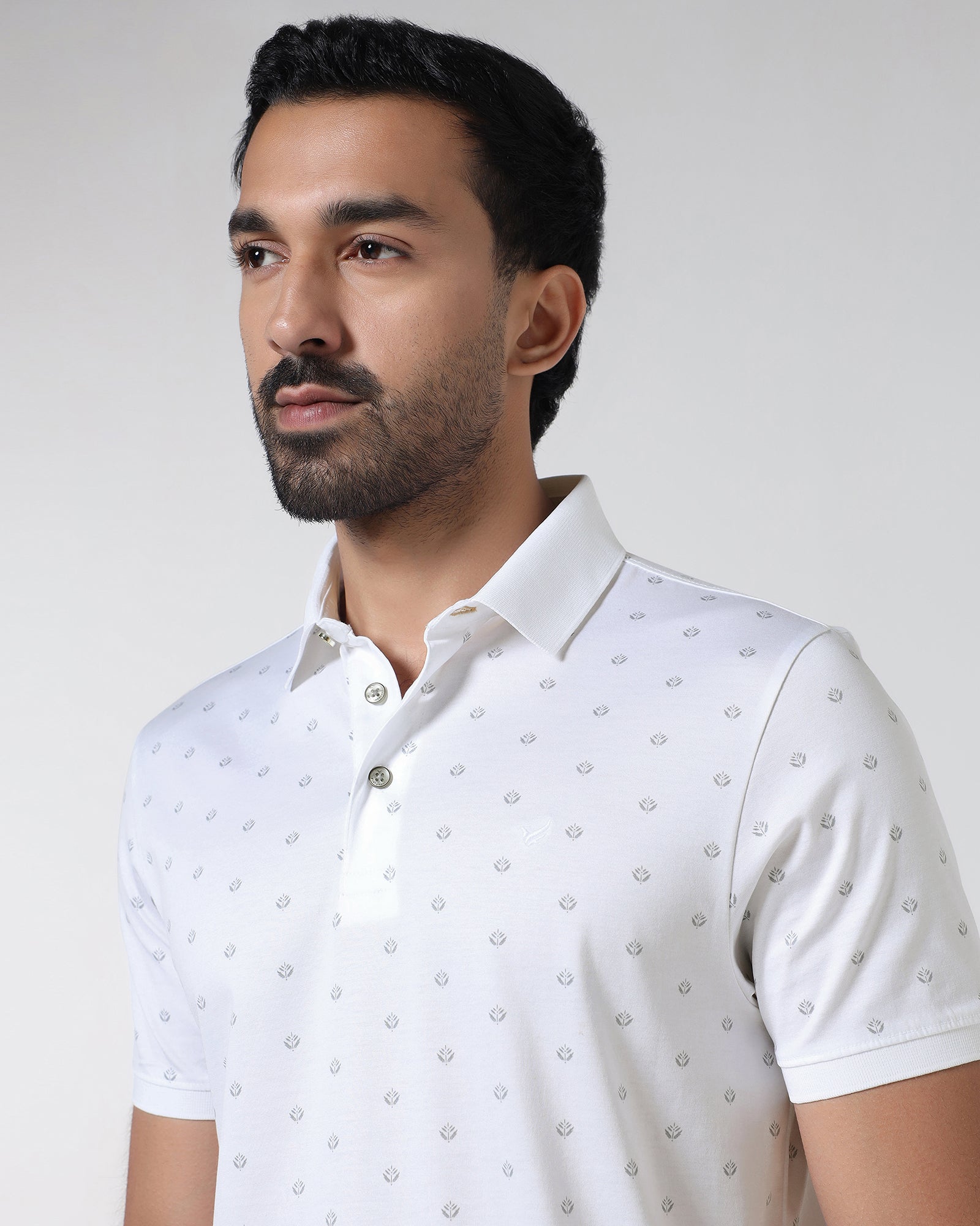 White Printed Polo - Joey