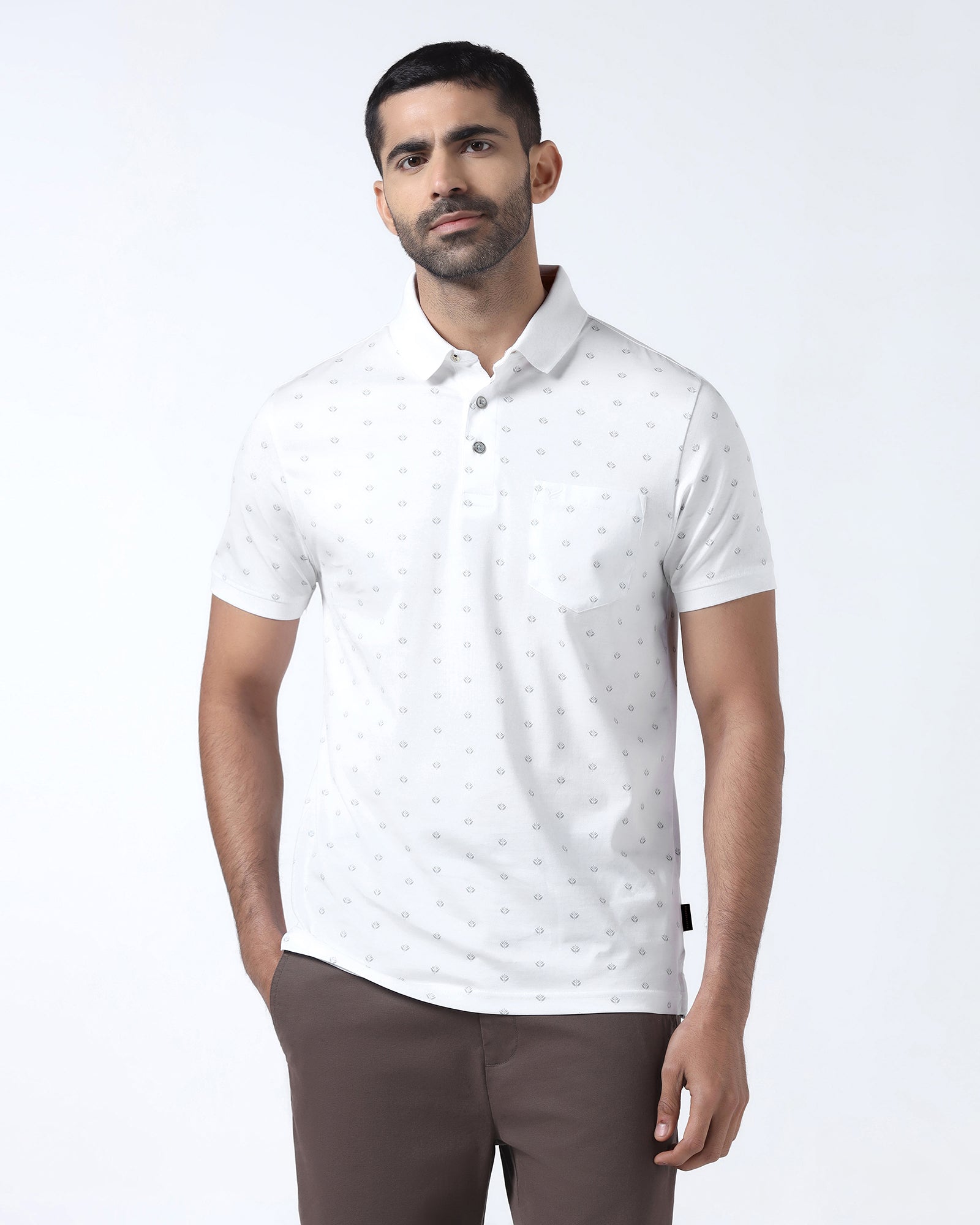 White Printed Polo - Joey